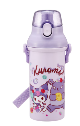 SKATER 彈蓋直飲水樽附背帶 480ml (KUROMI)