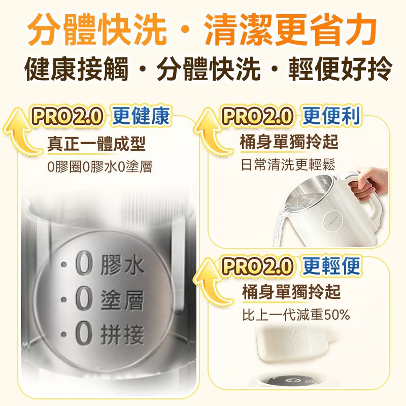 日本🇯🇵Yohome 分體快洗無塗層鋼杯免泡細膩全家料理破壁機 PRO