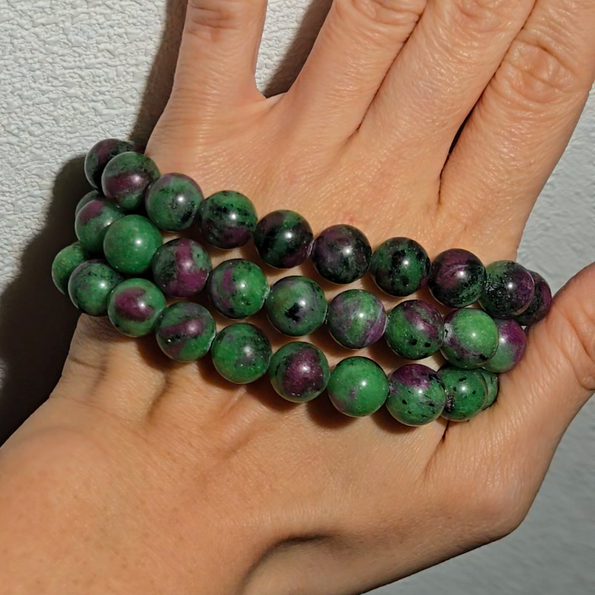 Ruby in zoisite bracelets with UV reaction - JW71