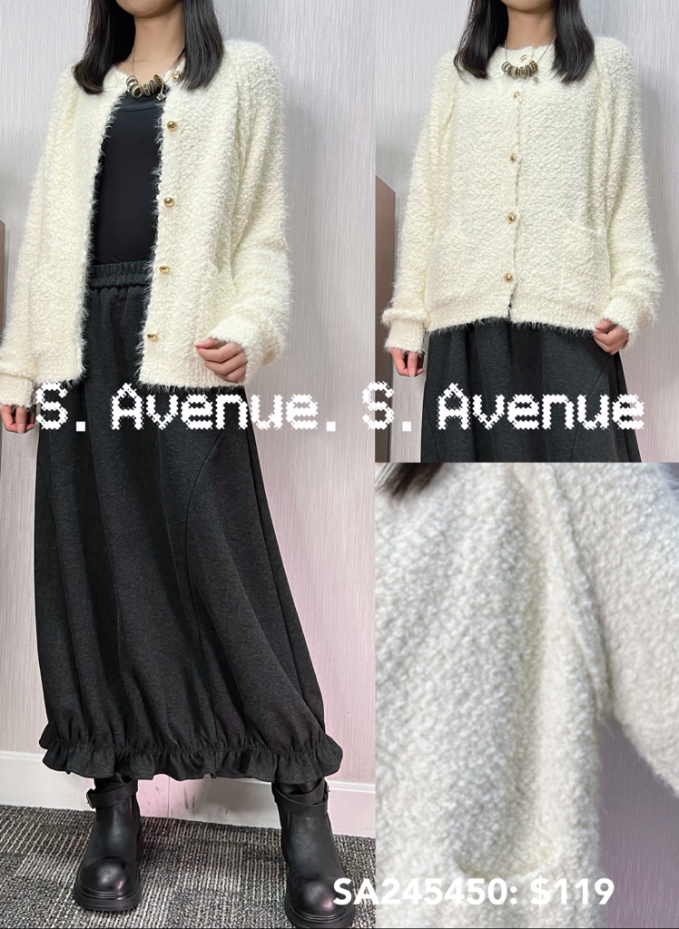 SA245450: 長袖有鈕雙袋軟珠冷外套