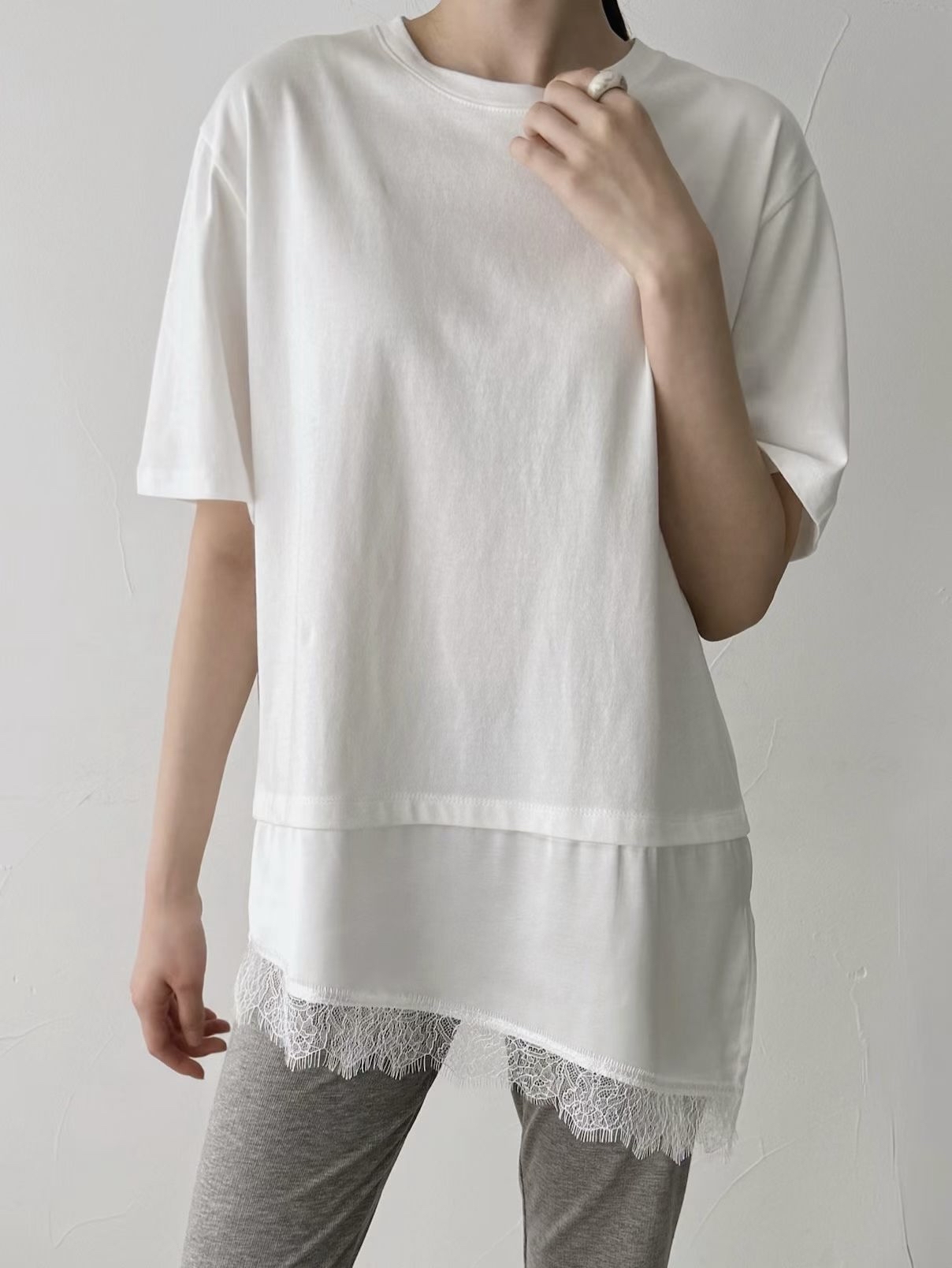 Lace 色丁腳cotton Top