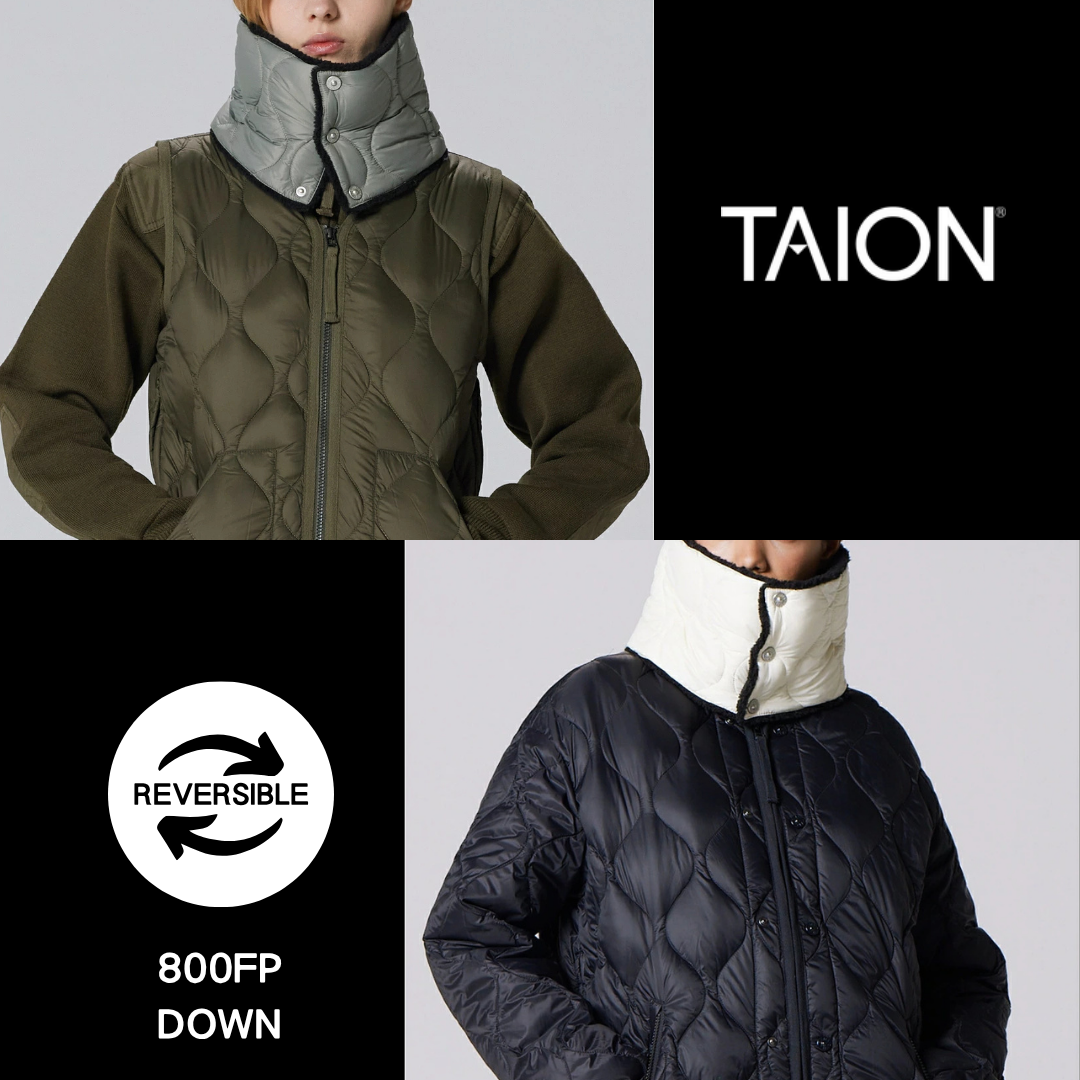 日本代購【 2026秋冬新色 日本直送 TAION MILITARY 系列 800FP 雙面 羽絨 頸套 | 圍巾 | 男女合穿 | reversible down neck warmer - soft shell unisex 】