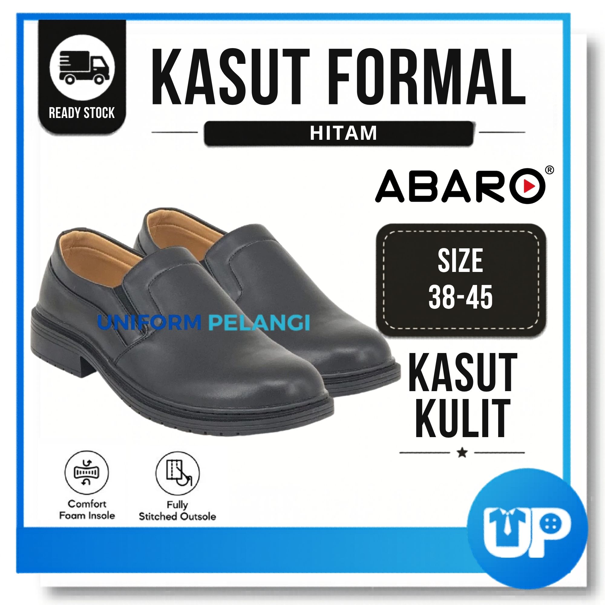 ABARO Kasut Formal Kulit Kasut Sarung Comfort Men Formal Shoes Kasut Formal Lelaki/Kasut Kulit/Kasut Sekolah