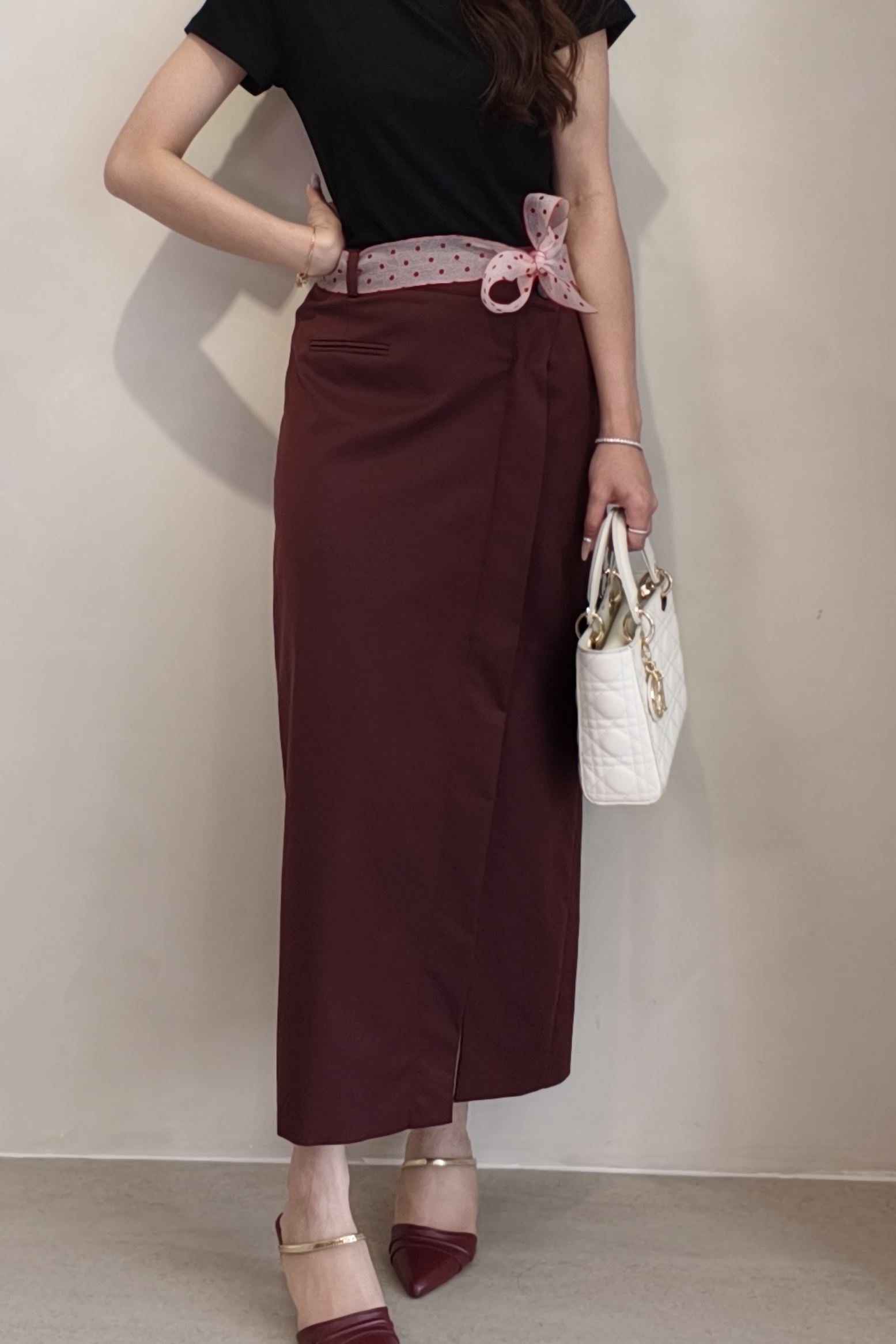 E8236BS Minimal Wrap Midi Skirt