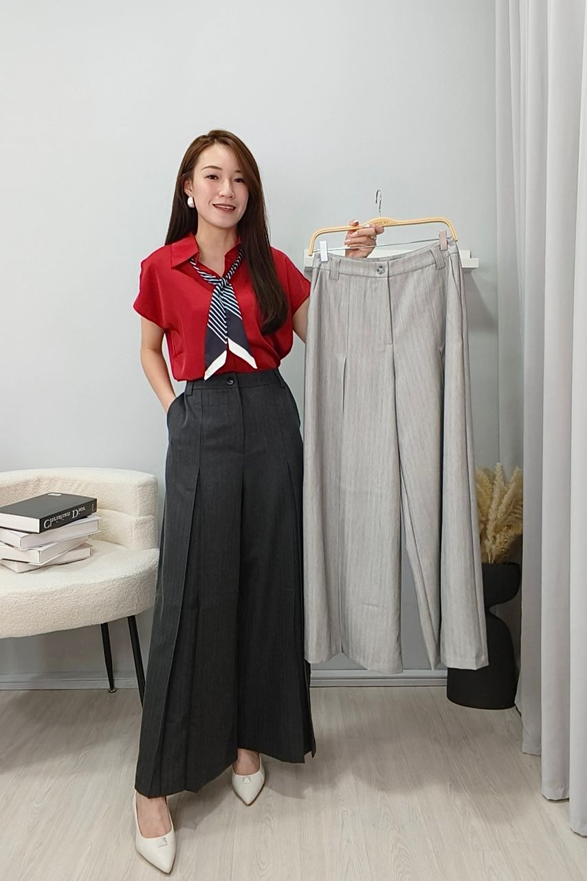 311485 Elegant Satin Tie-Neck Office Blouse