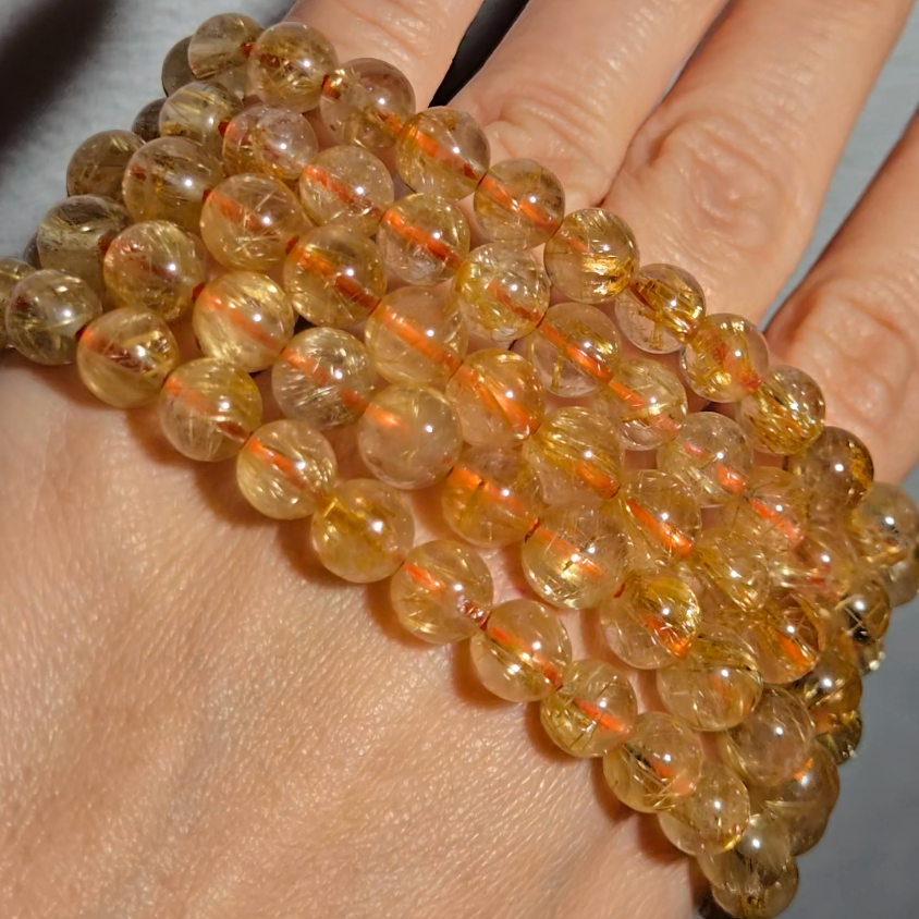Golden rutilated quartz bead bracelets - JW107