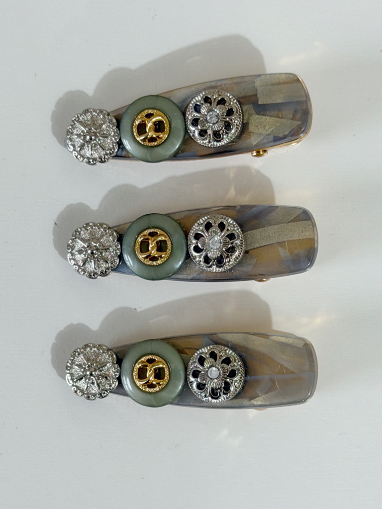 復古鈕扣髮夾 mini 4cm