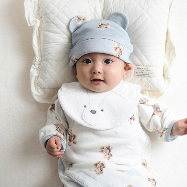 部分現貨🇯🇵預訂 日本直送🇯🇵Mocmof 兩色標籤小熊印花熊耳嬰兒帽