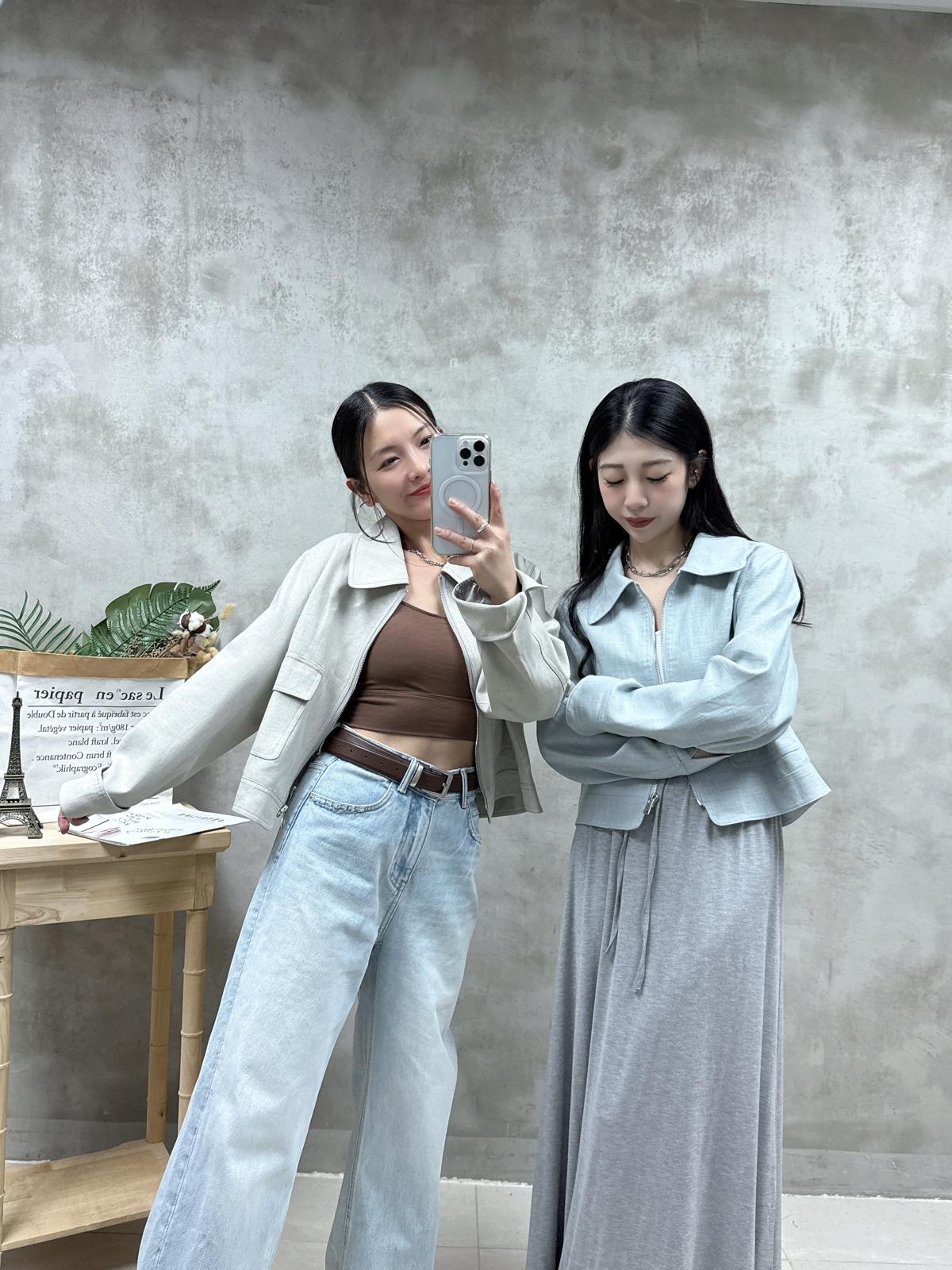 E07 雙袋棉麻外套