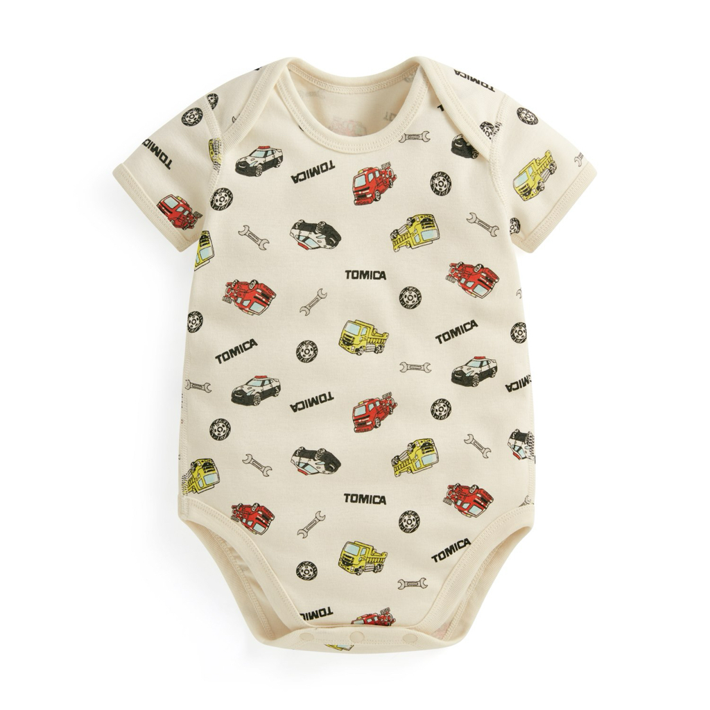 💚預訂 台灣直送💚Tomica兩色車車印花純棉短袖包屁衣