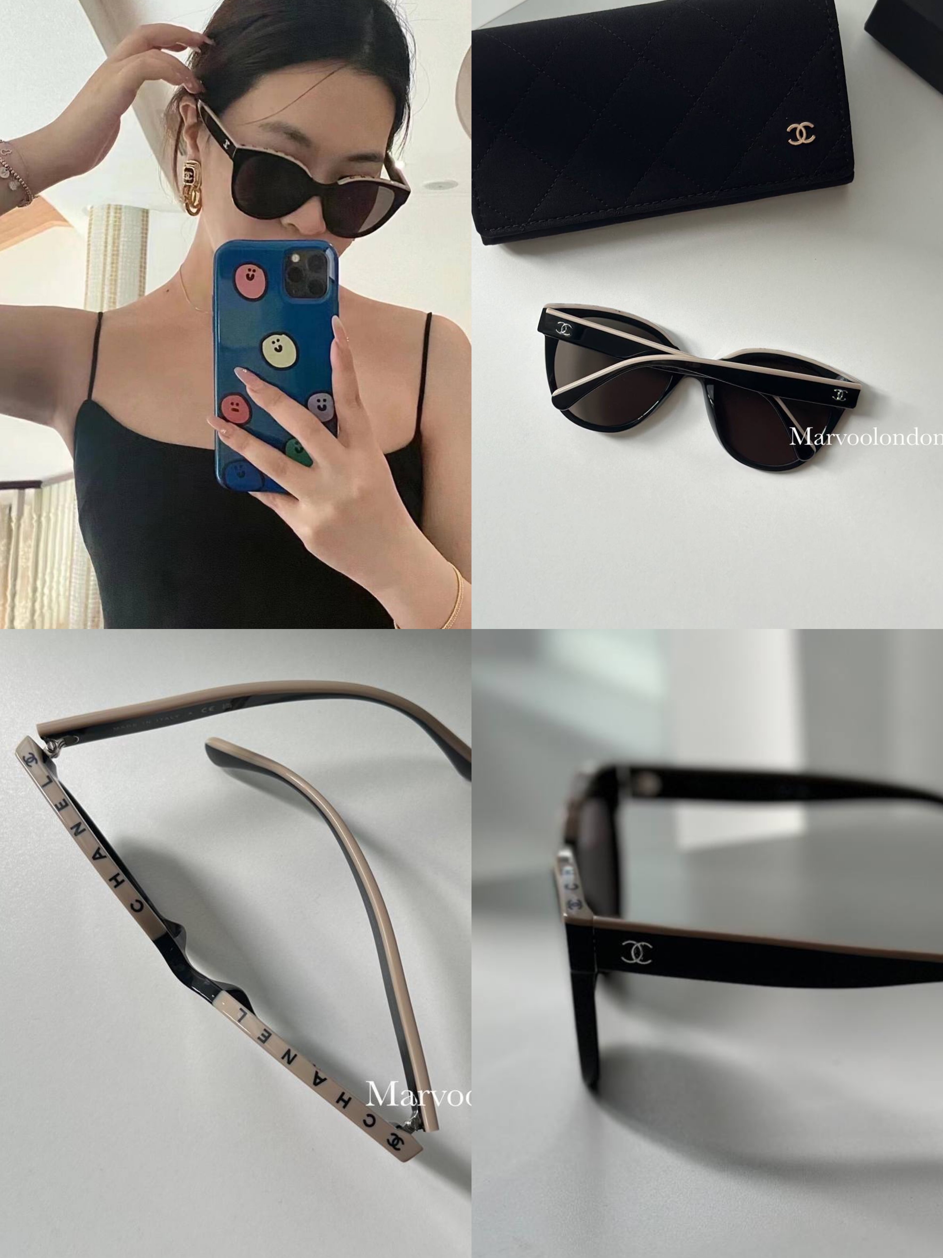 現貨✨🫶🏻熱賣款🩷Chanel 拼接字母太陽眼鏡 nude color