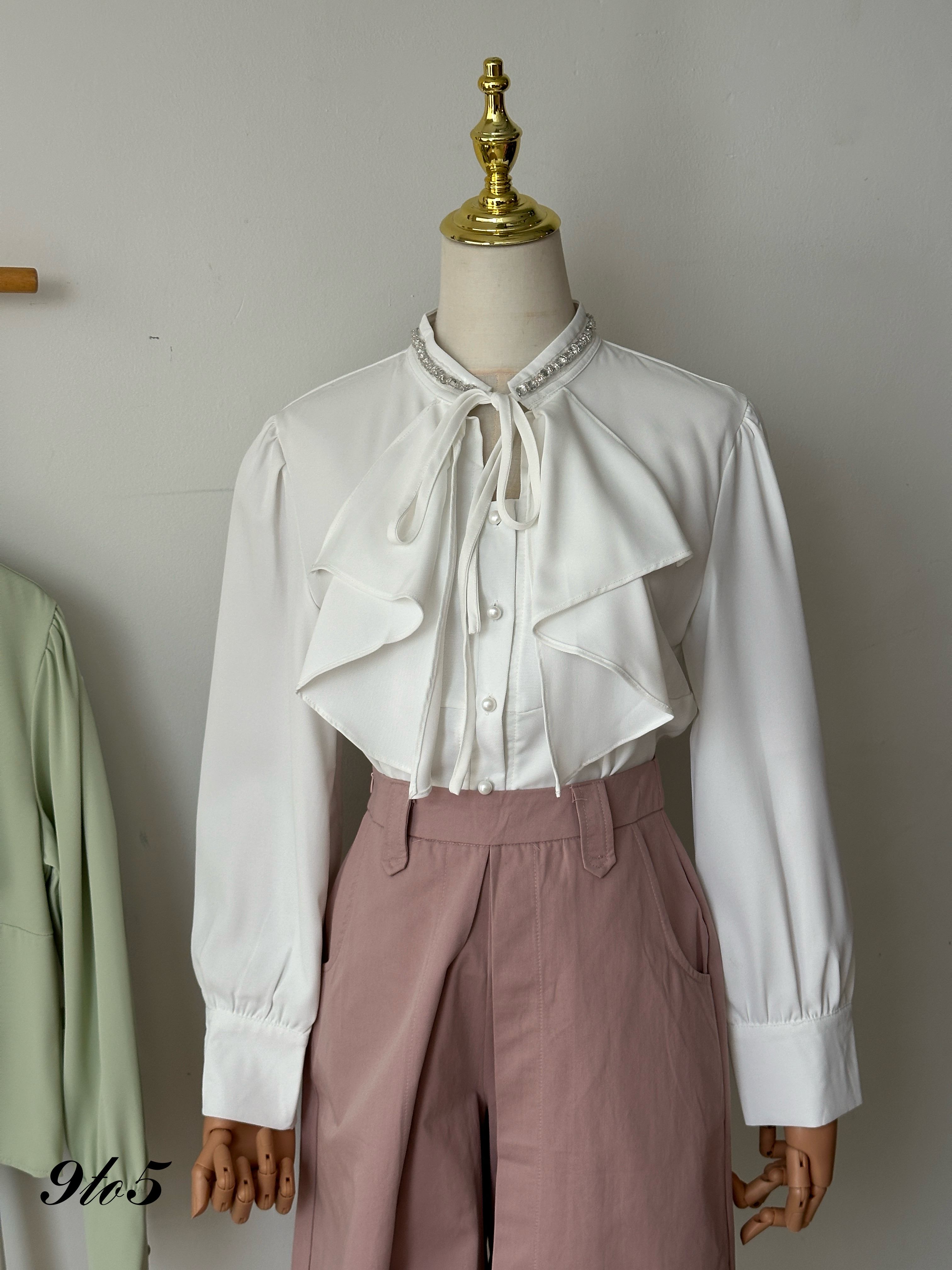 T3971 Bow-tie Ruffle Shirt - 3 Colors