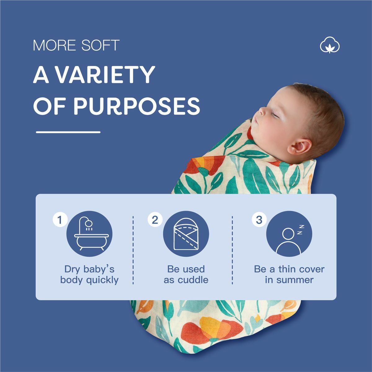 Kangobaby嬰兒竹纖雙層大紗巾 - 1條裝