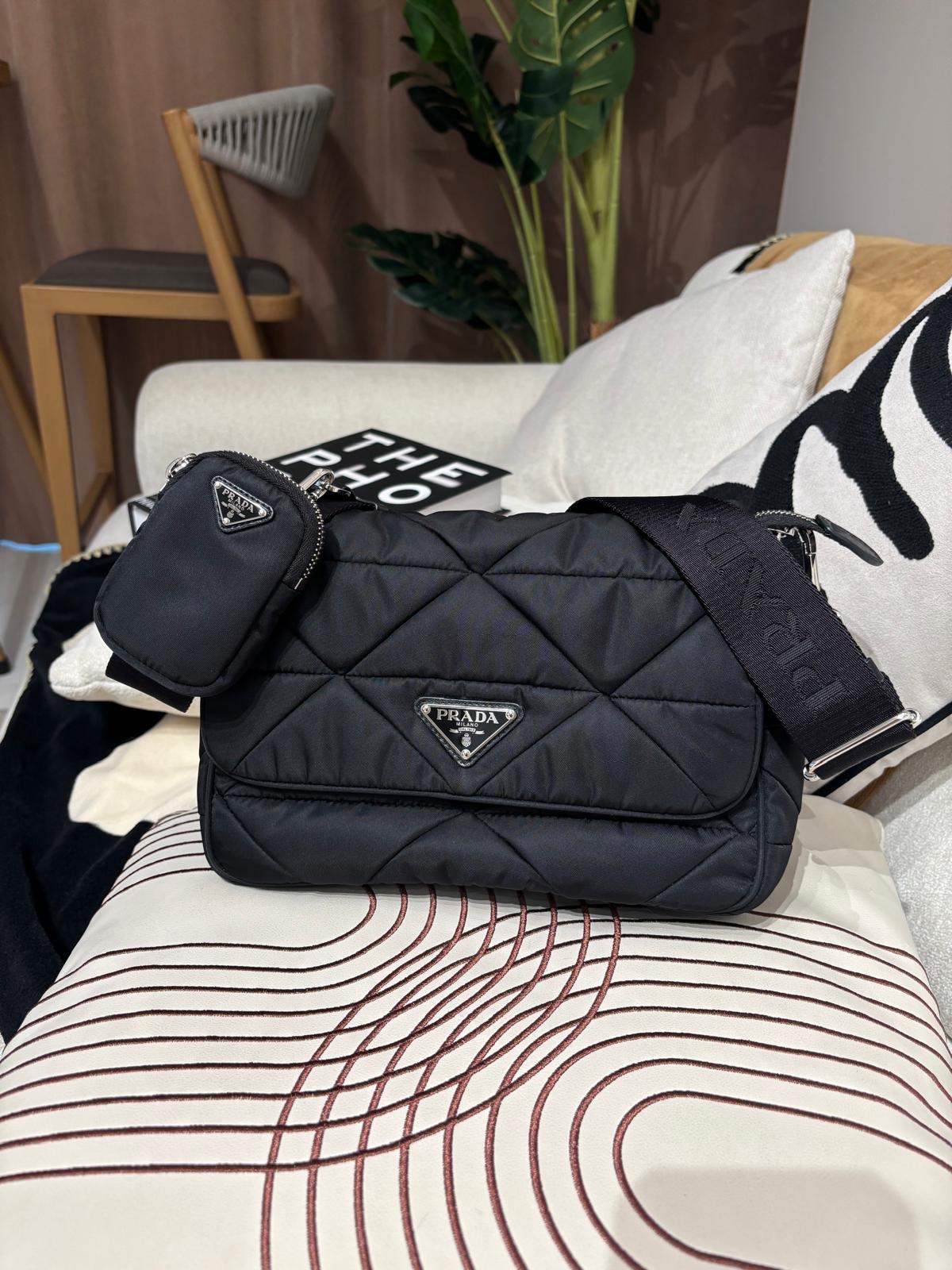 Prada padded nylon shoulder bag  98%new rfid 