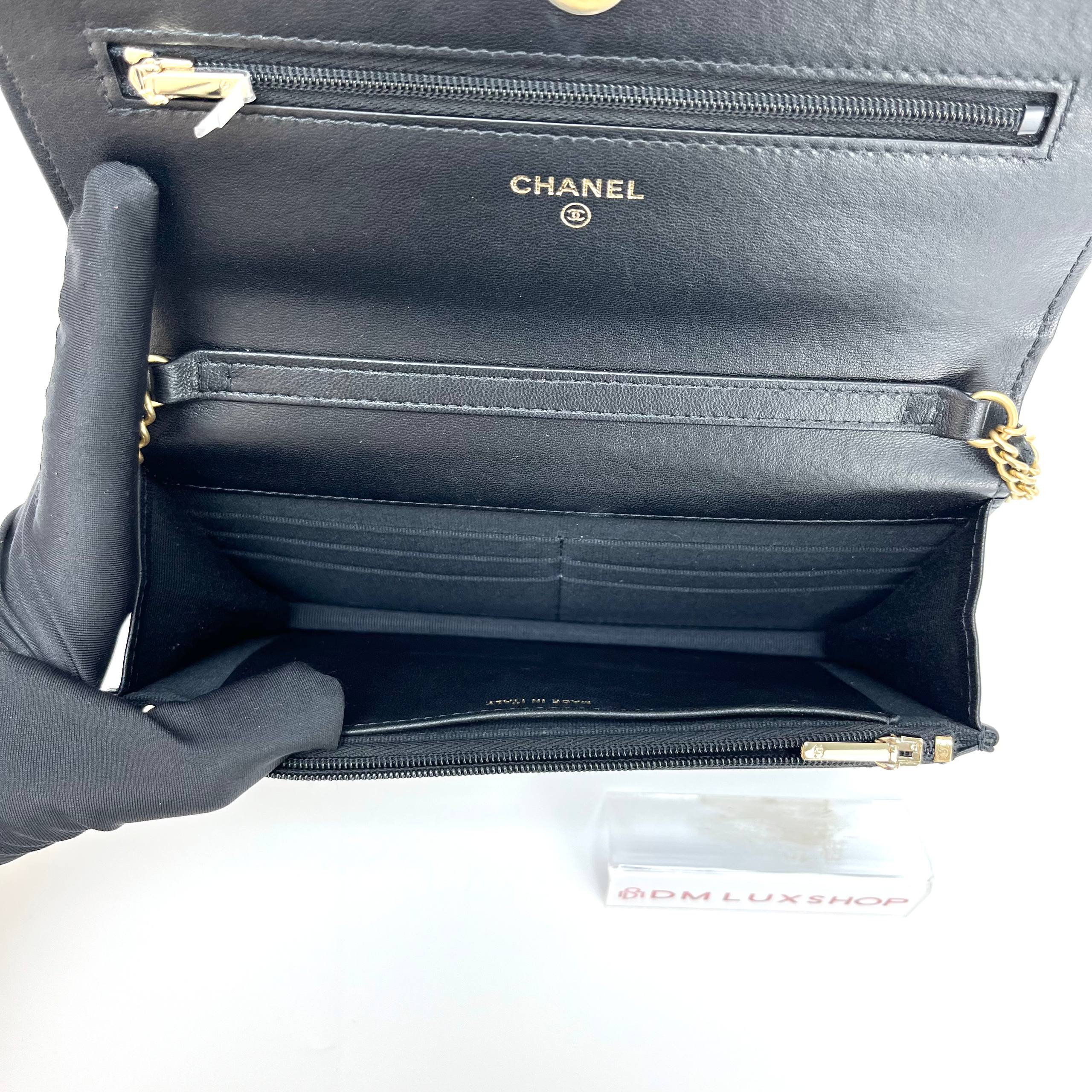 Chanel Black Lambskin WOC GHW (Microchip)