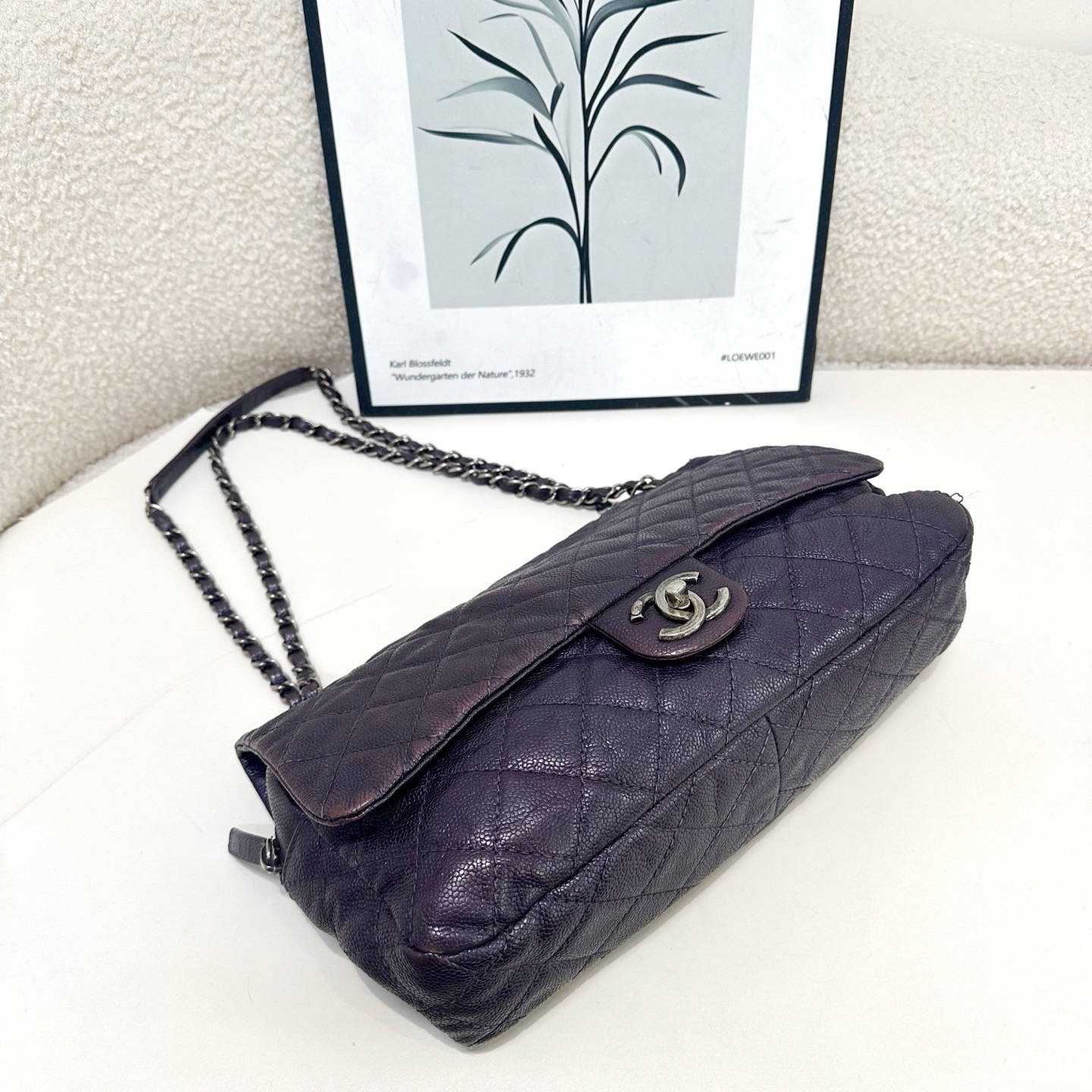 【預訂貨品】鐳射16開 Chanel 紫色cf jumb機場包