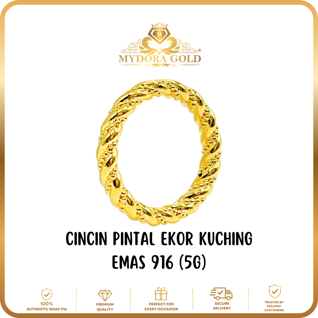 MYDORA Cincin Pintal Ekor Kucing (5G) l EMAS 916/22K