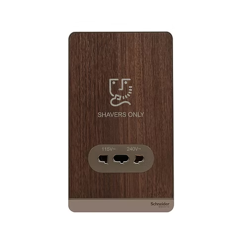 施耐德 AvatarOn 胡桃木 鬚刨插座 115V/240V
