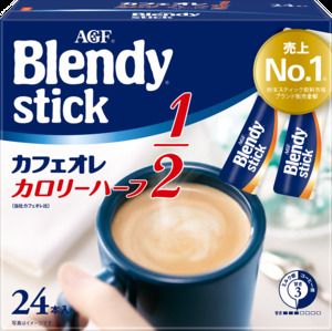 AGF 日本 Blendy Stick 即溶 低卡 甘醇 牛奶咖啡 沖劑 (1/2卡路里) (24條裝)