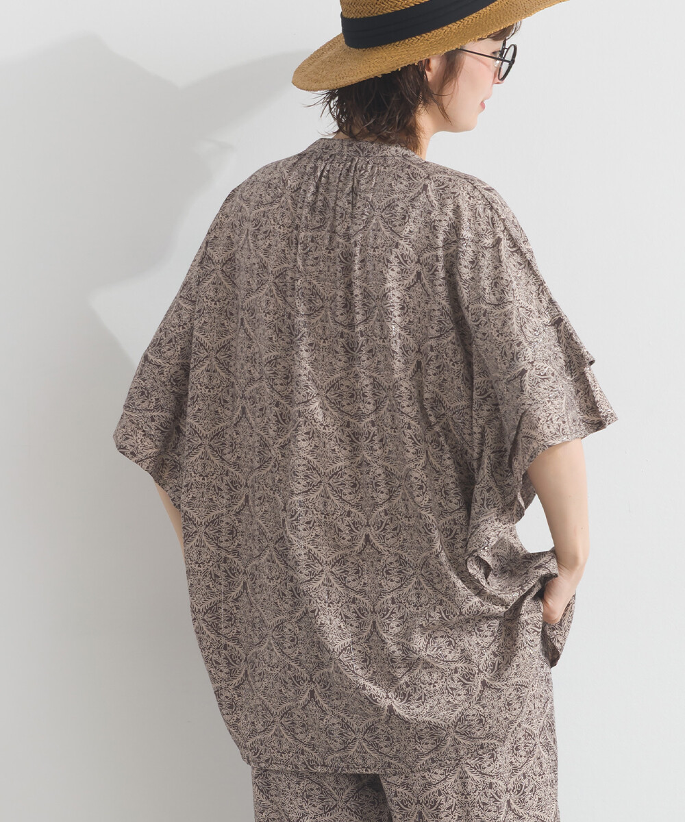 LP - 植物圖案鈕扣襯衫 (木碳色)