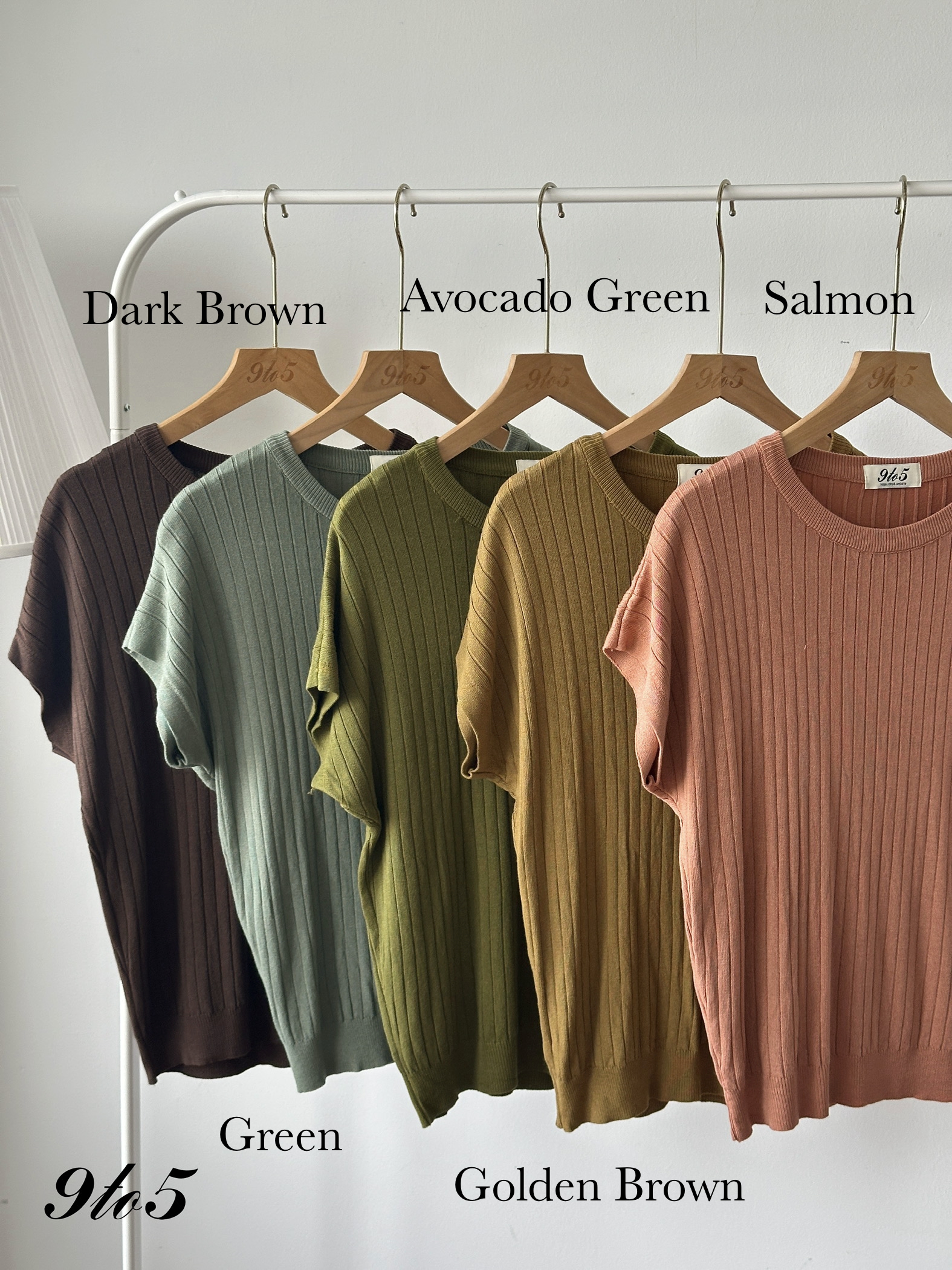 T4254 Round Neck Ribbed Knit Top - 5 Colors 