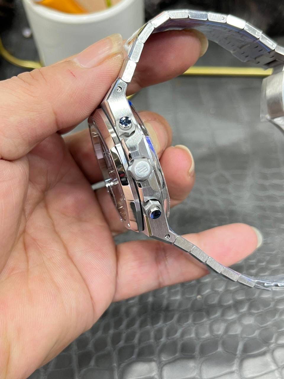 🚀爱彼皇家家橡树26240飞返计时全功能系列/41mm白钢蓝面/ 搭载原装开模定制Cal.4401全自动一体机械💯