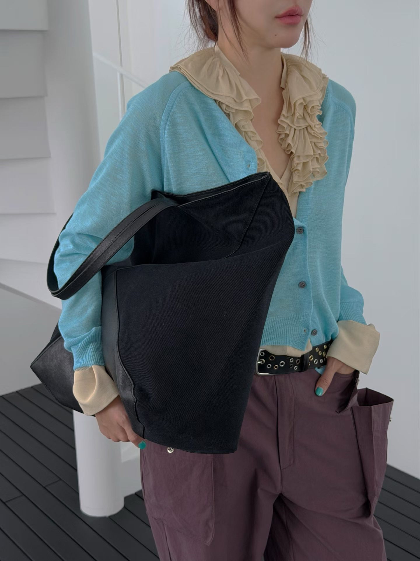 Sky blue knit cardigan 