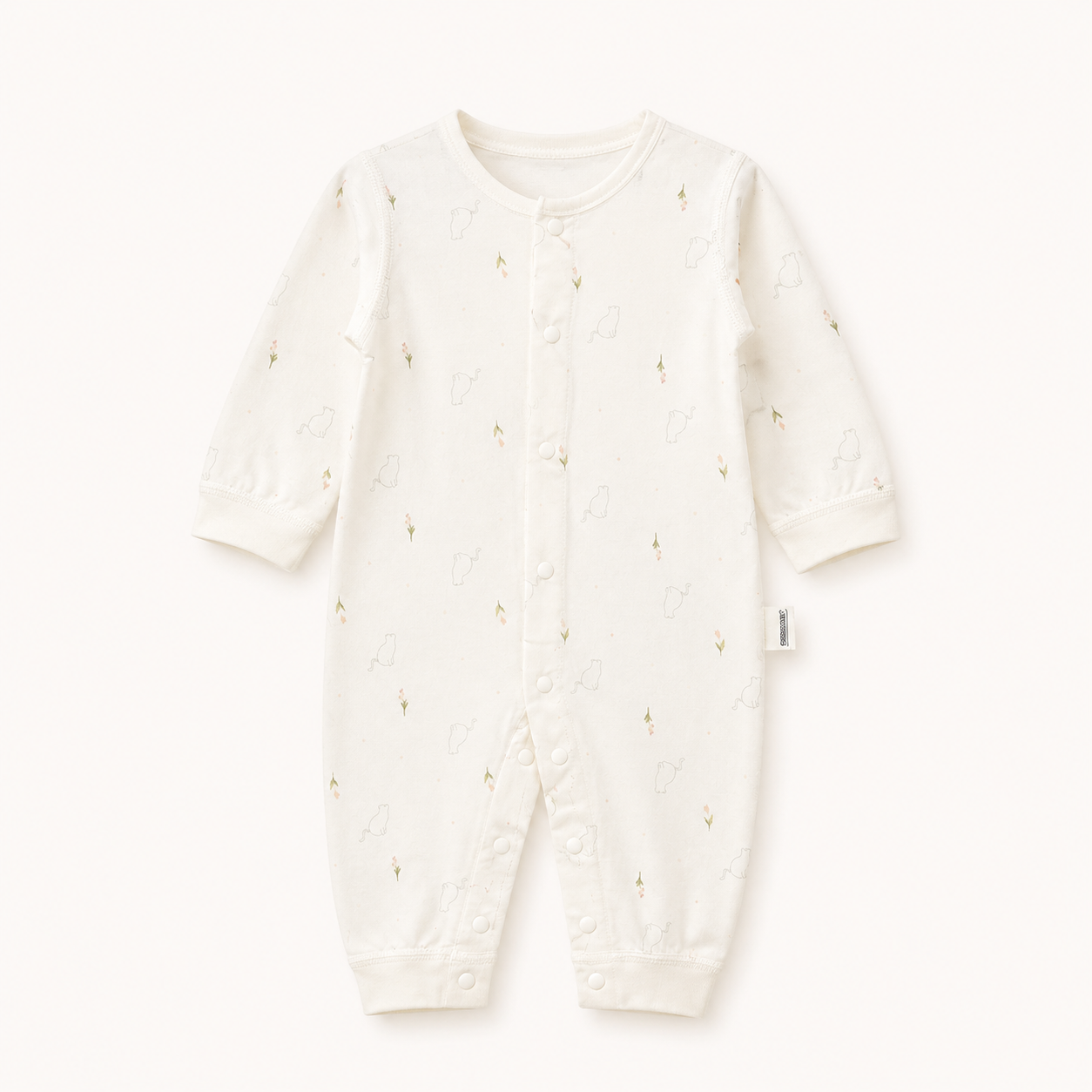 開胸哈衣 - 米白小貓 Y63136 Fashion Baby Front-Opening Bodysuit