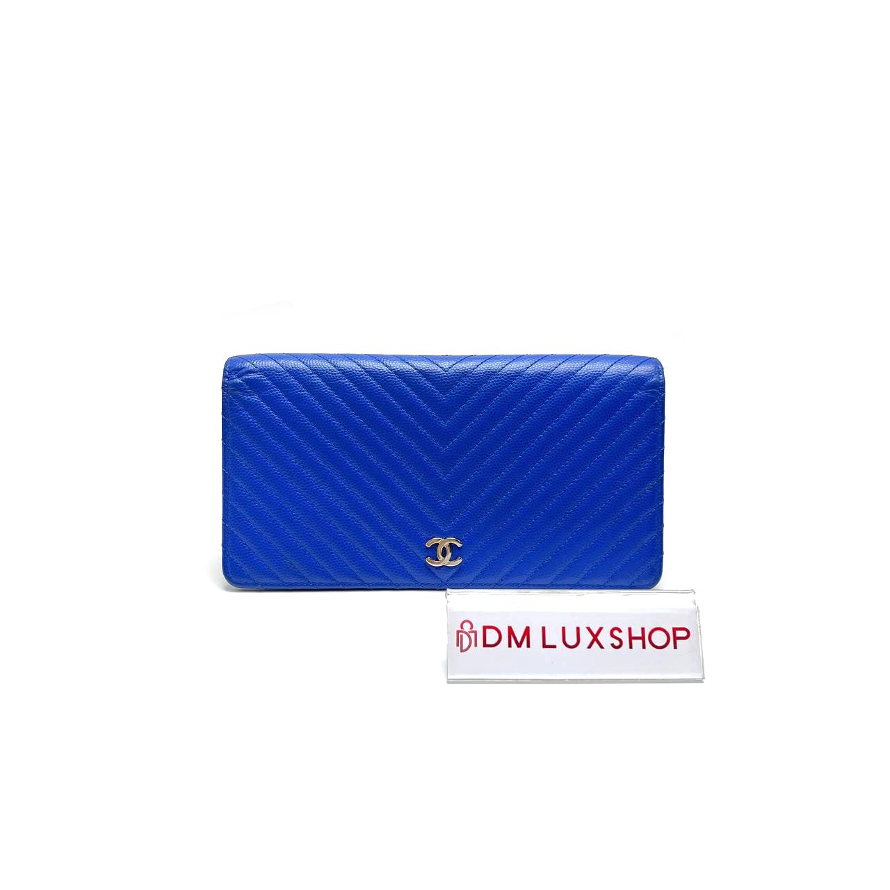 Chanel Chevron Blue Long Wallet (Serial 22)