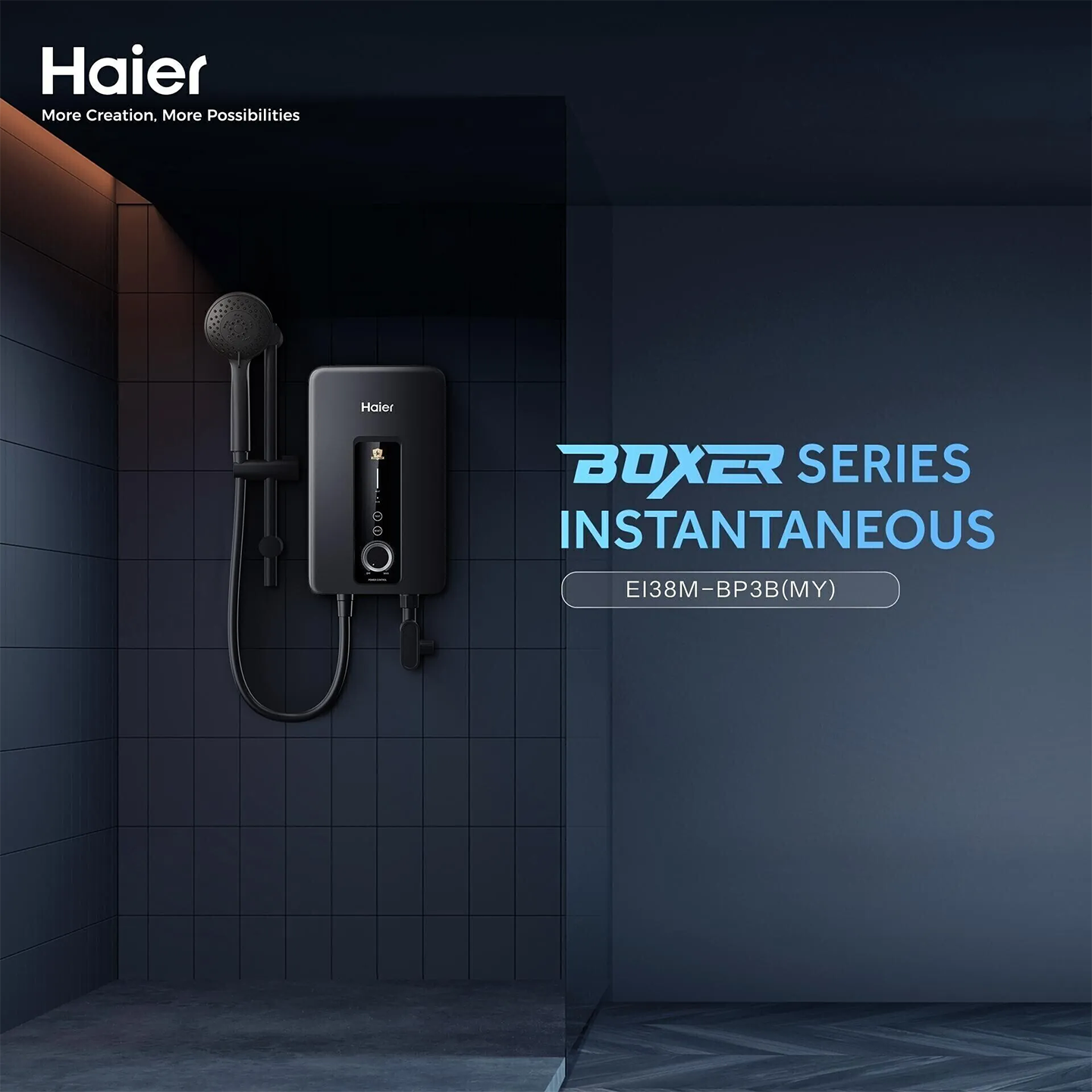 Haier 3.8kW DC Pump Water Heater Black (EI38M-BP3B)