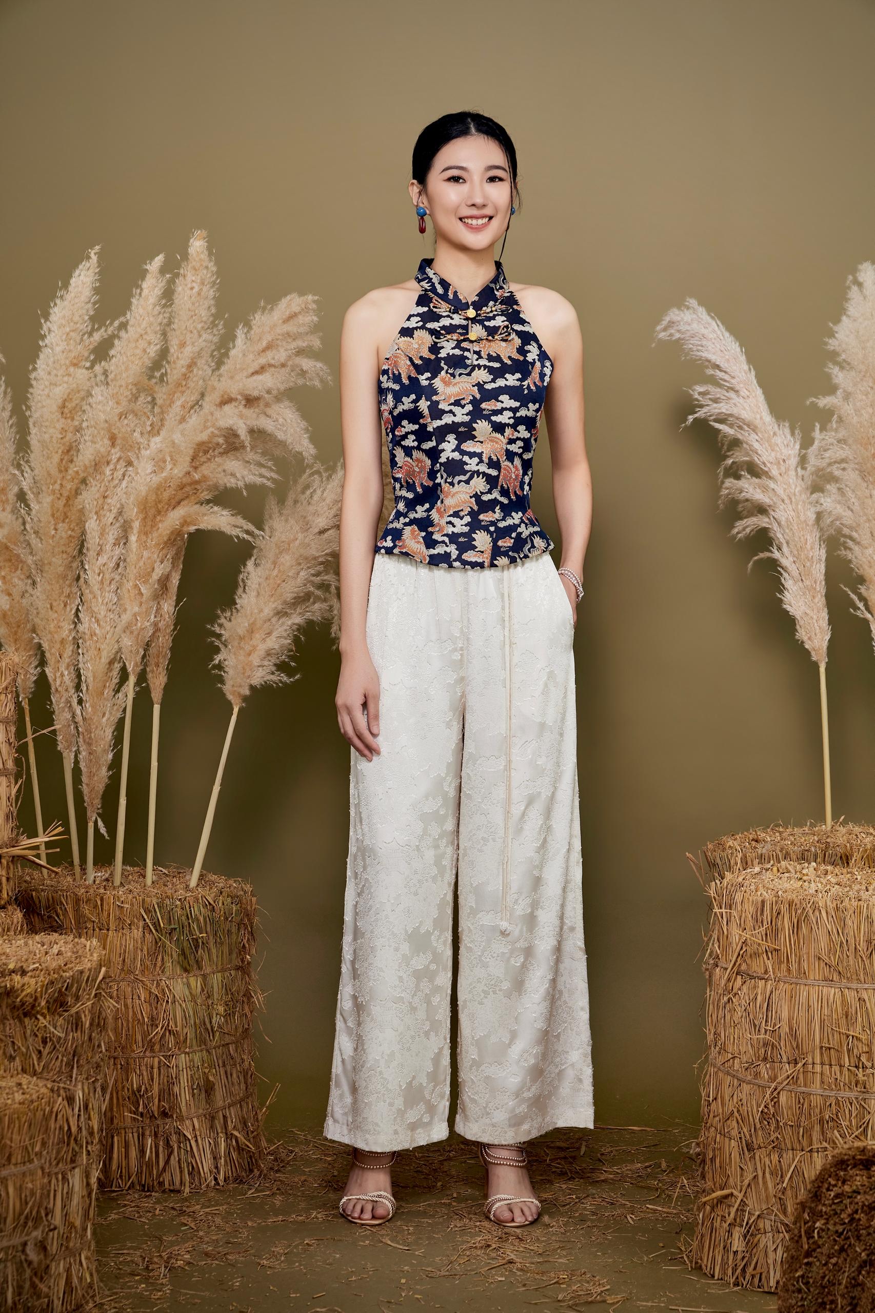 CP1677-1 Elegant Brocade Wide-Leg Pants