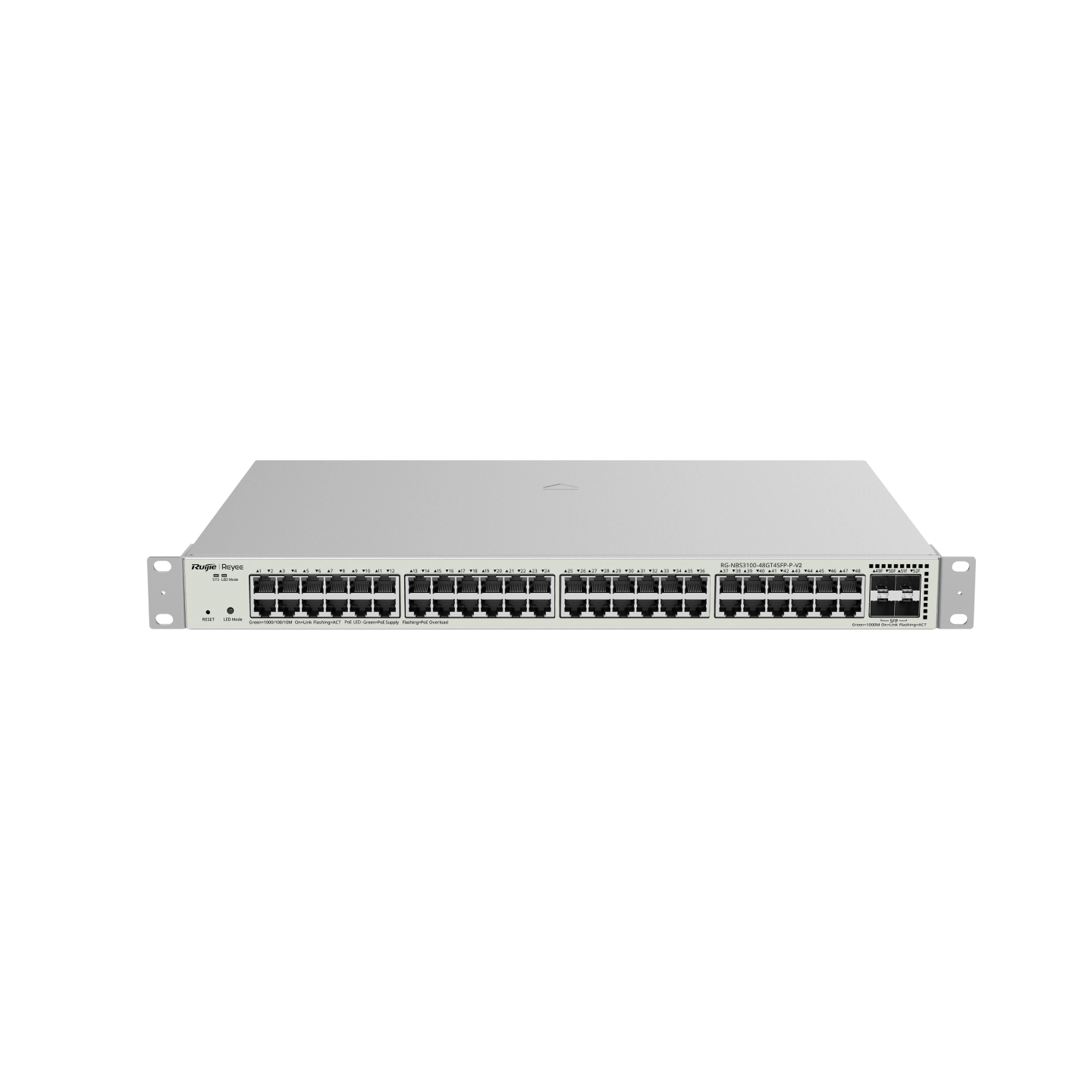 (現貨) 銳捷 Ruijie Reyee RG-NBS3100-48GT4SFP-P-V2, 8-Port Gigabit Layer 2 Cloud Managed PoE Switch, 4 x 1G Uplinks (香港行貨，三年保養)