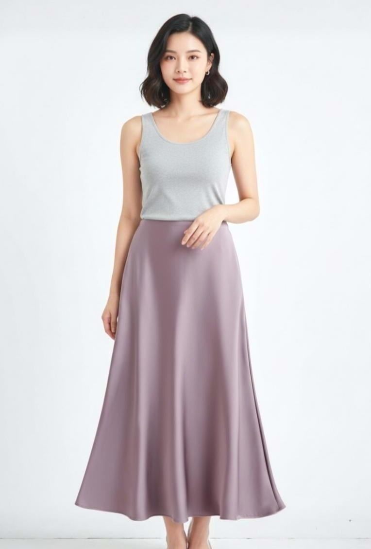Satin Drape A-Line Midi