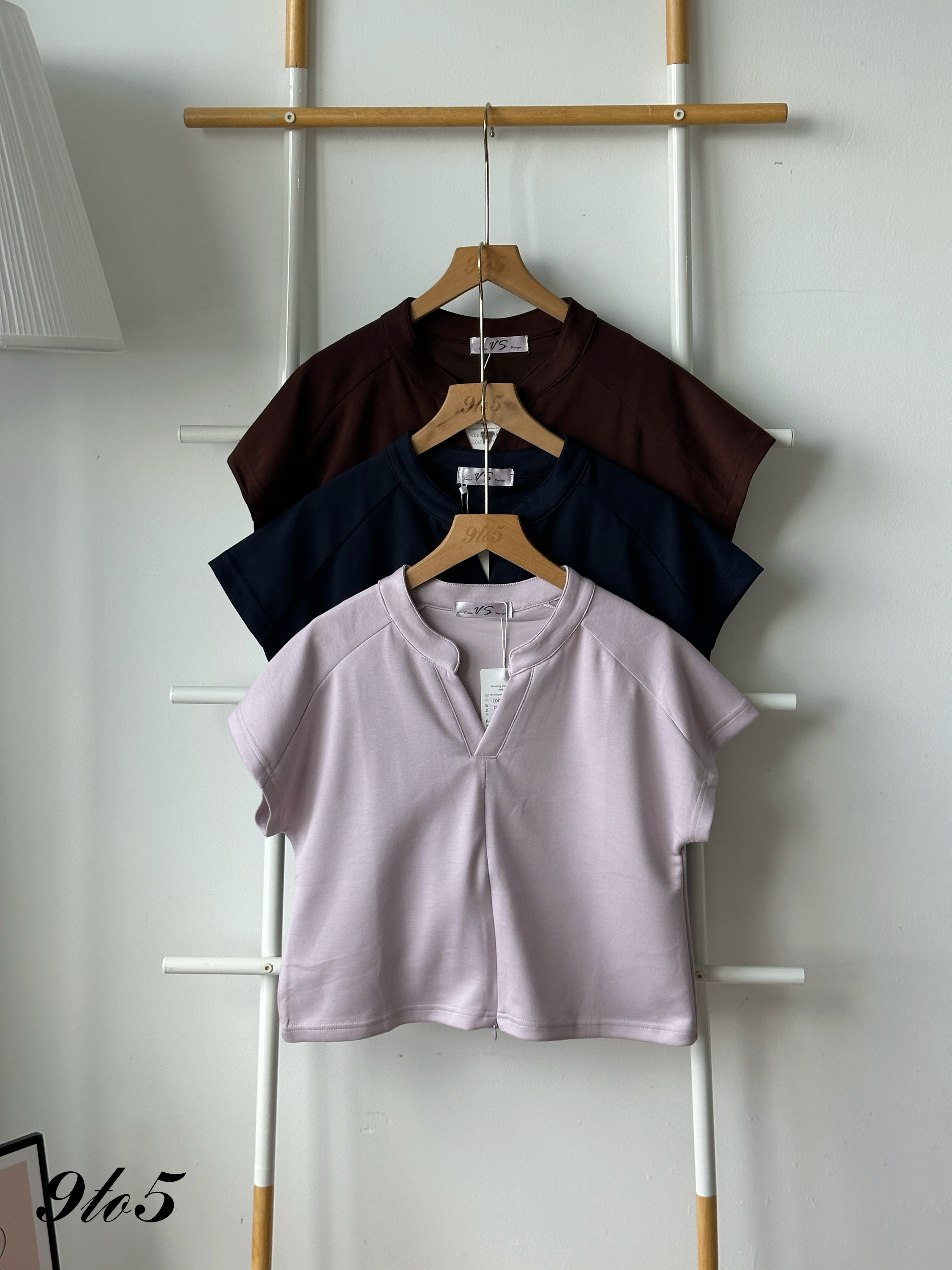 T4275 Key Collar Zipped Top - 3 Colors 