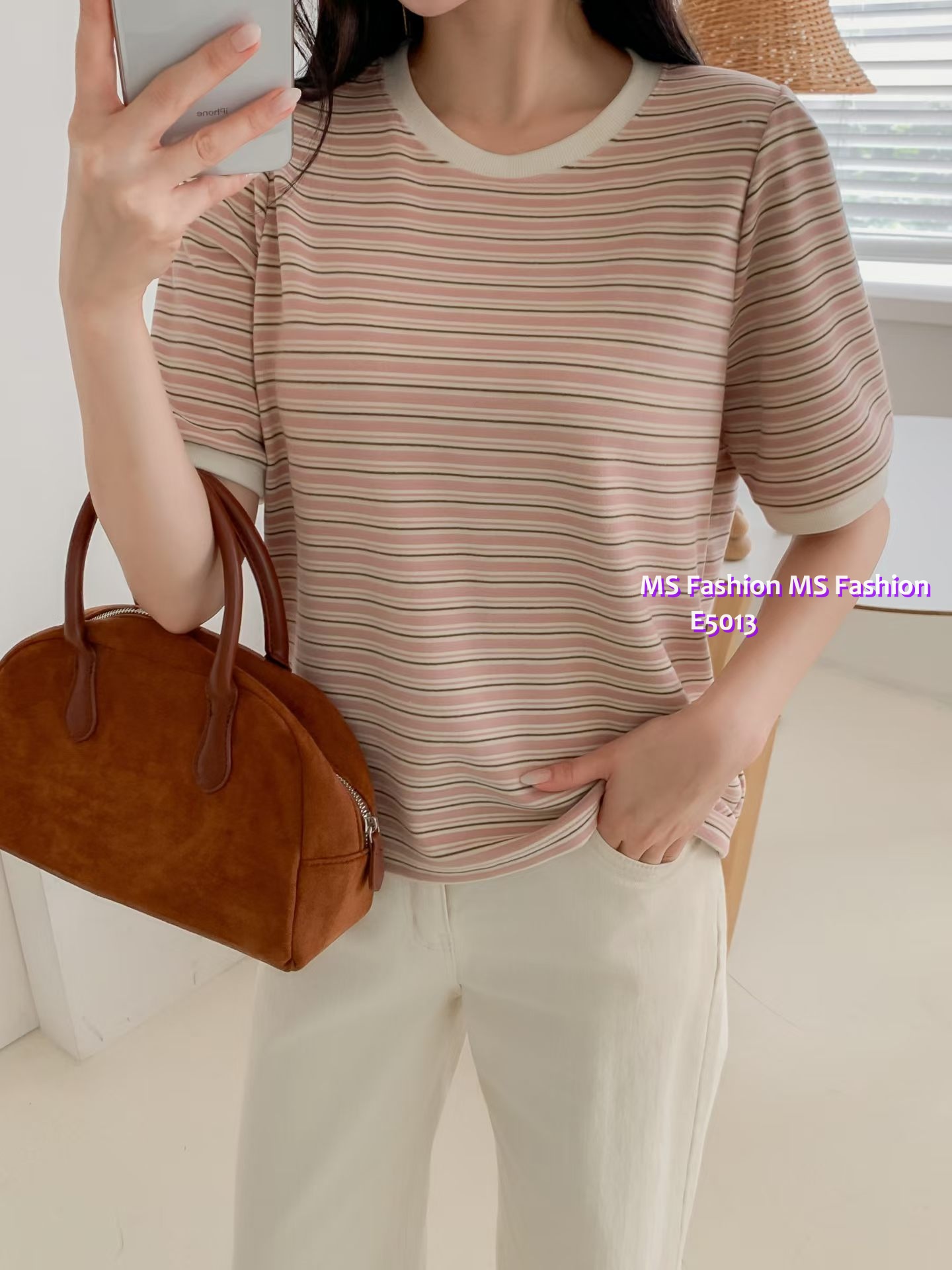 E5013 靚色橫間top