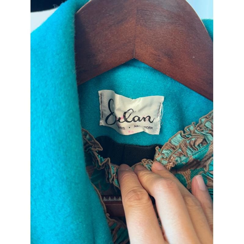 **Vintage 1980s Julian Turquoise Winter Blazer 70% Wool / 25% Nylon (MT2158 )