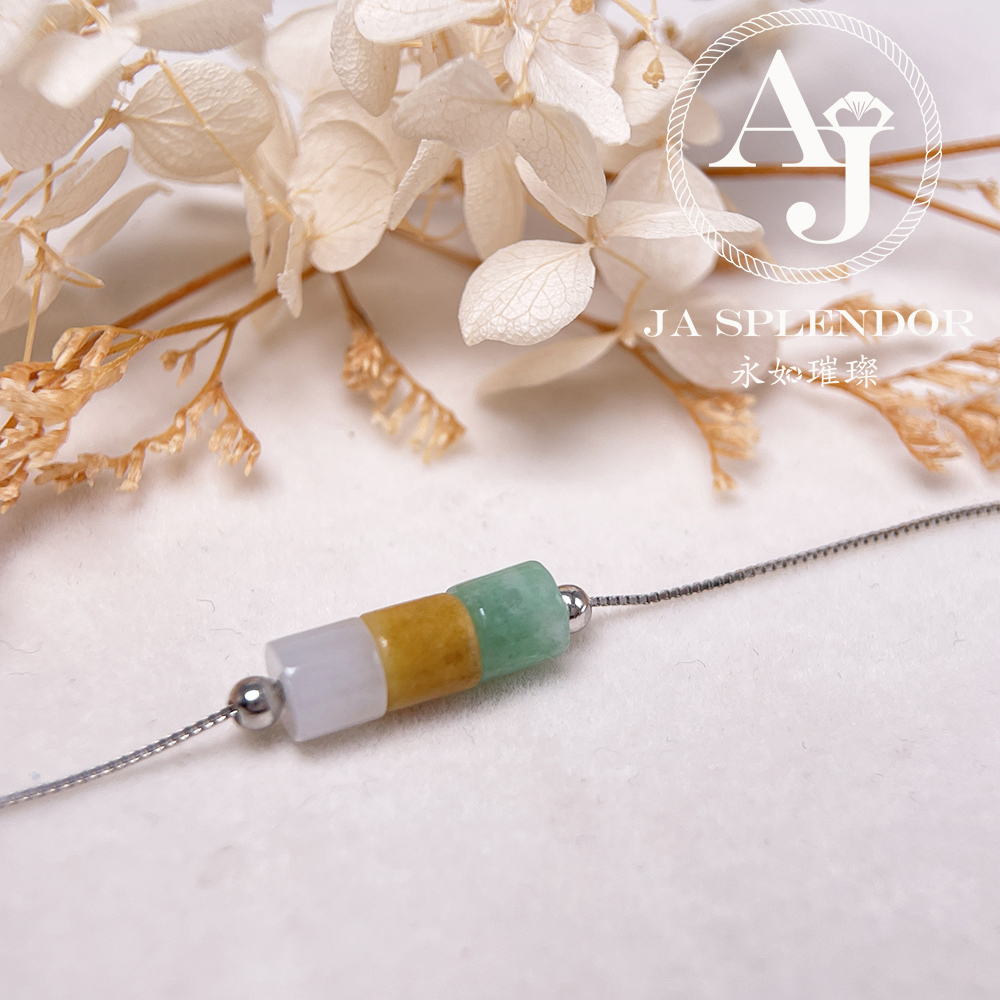 D-04A 天然翡翠A玉 平安幸運純銀手鏈