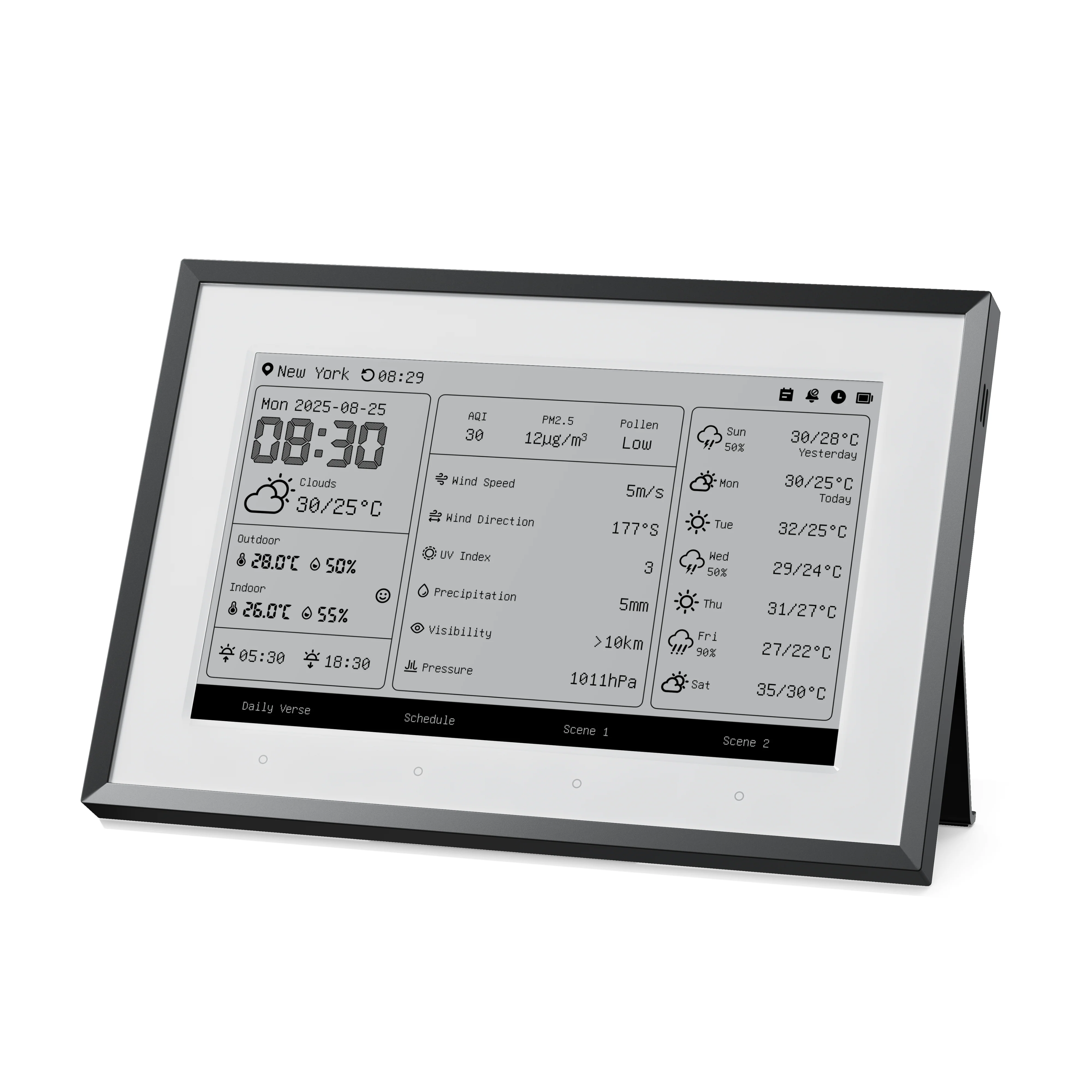 香港行貨 SwitchBot E-INK 資訊看板 Weather station （資訊站 - 集中顯示天氣、溫度、濕度、空氣品質、日曆及待辦事項）