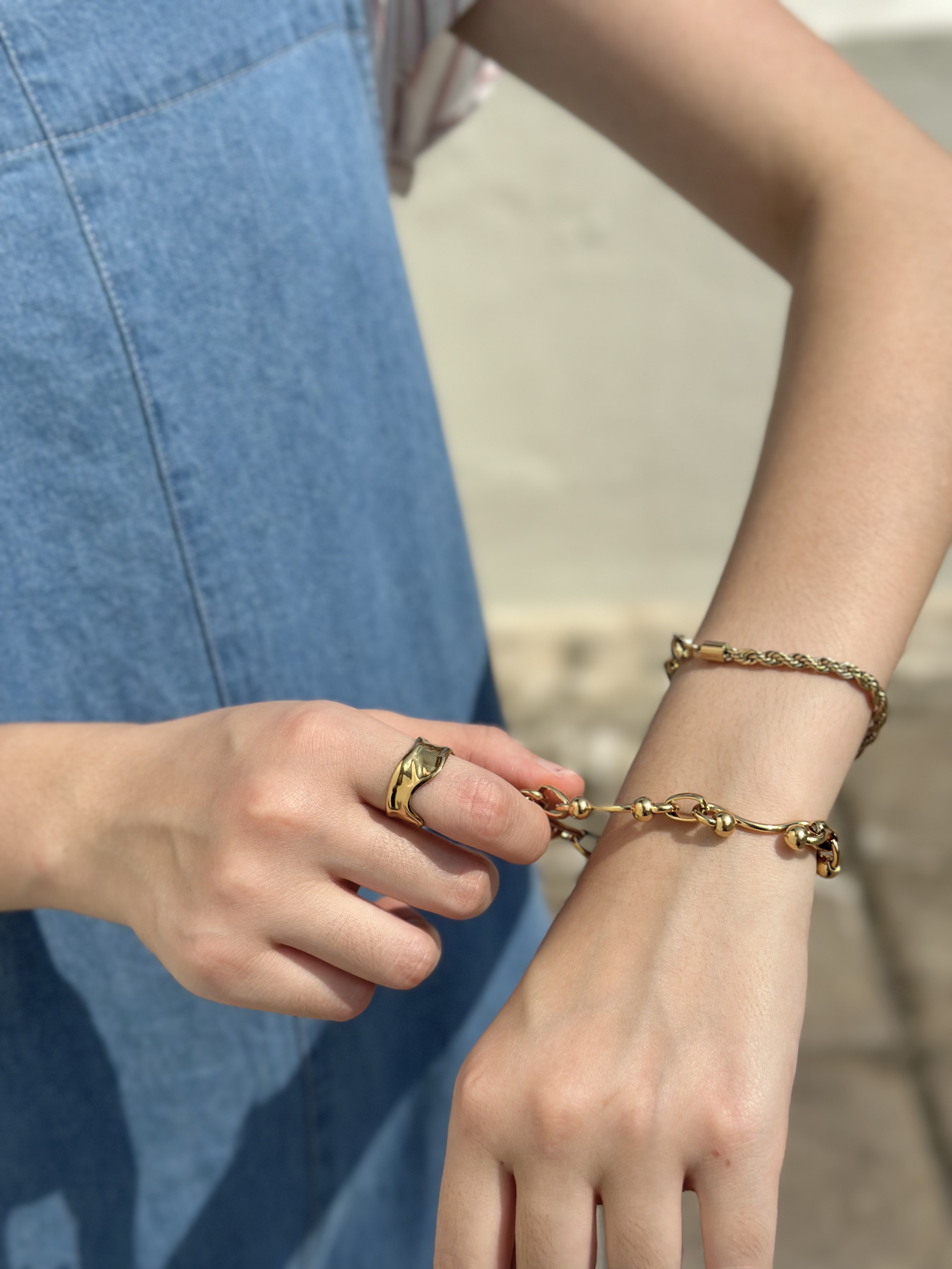 Gold beads stainless bracelet
