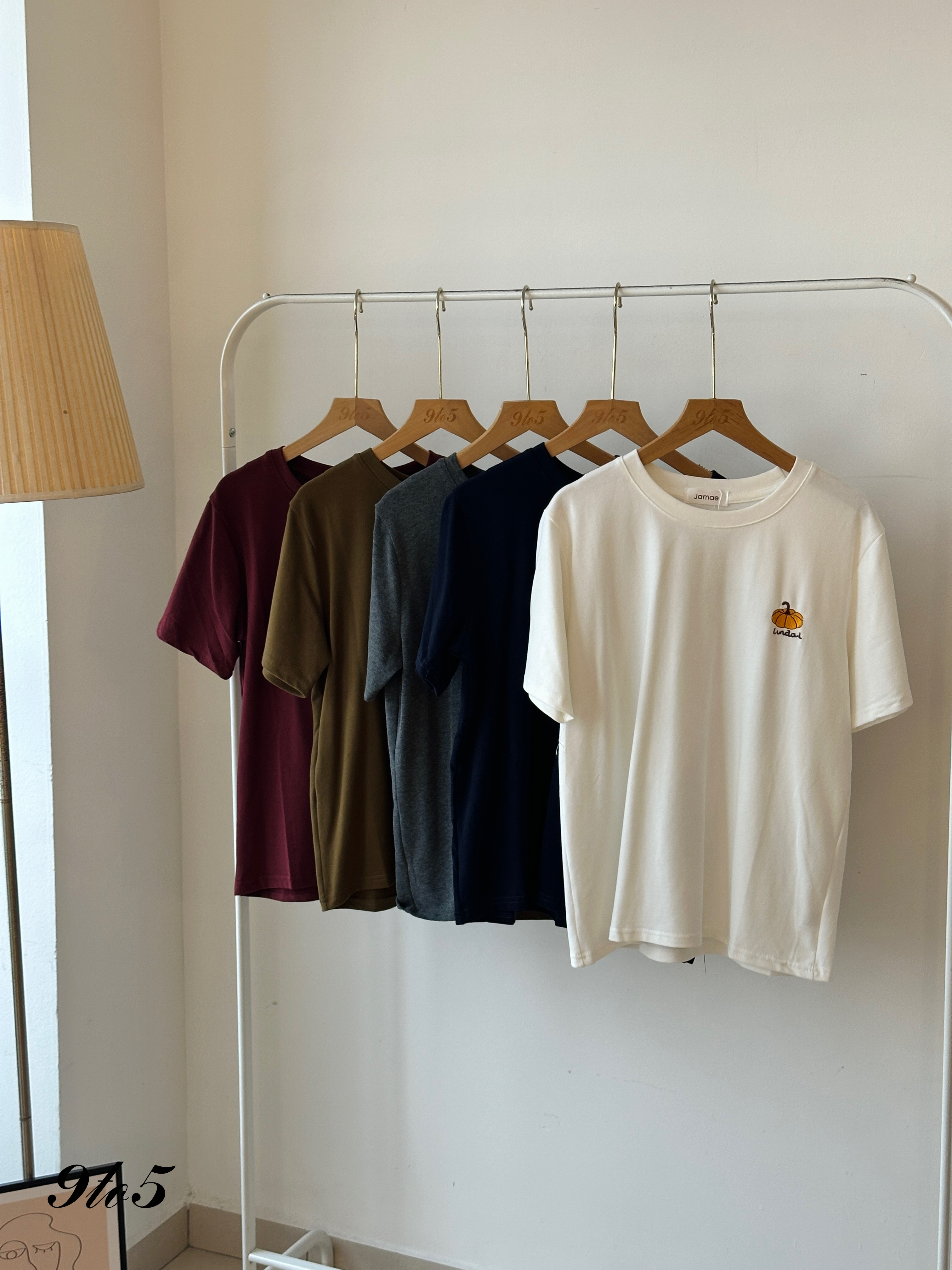 T3924 Pumpkin Embroidery Tee - 5 Colors