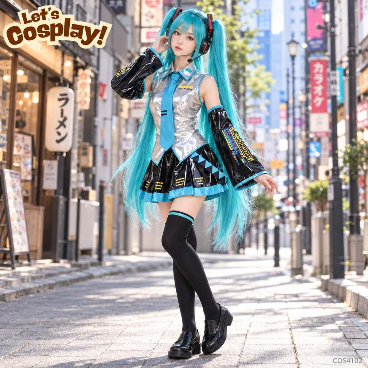初音未來初音Cosplay服裝連假髮及配件 萬聖節動漫角色扮演衫 COS4102