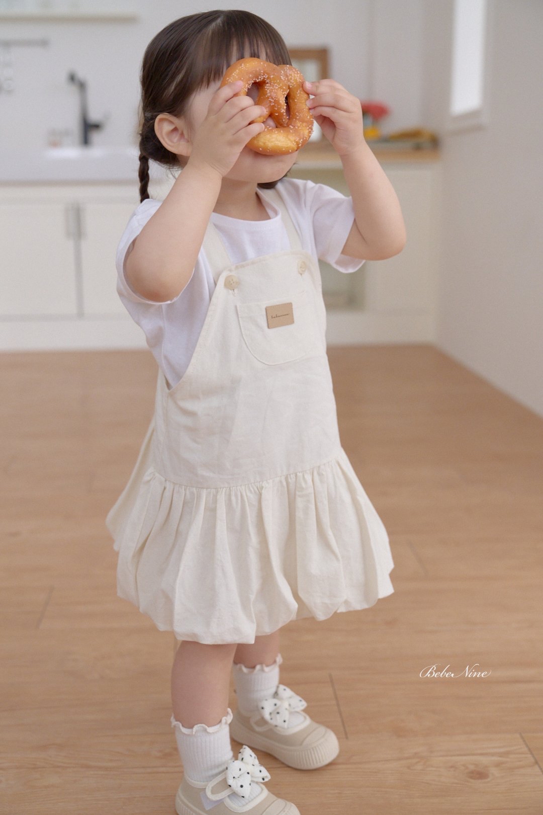 ☀️預訂 韓國直送☀️🇰🇷Bebenine三色泡泡下擺口袋純棉吊帶連身裙