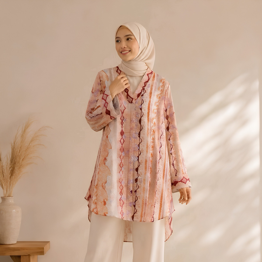 LINEN TUNIC - Apricot Diamond