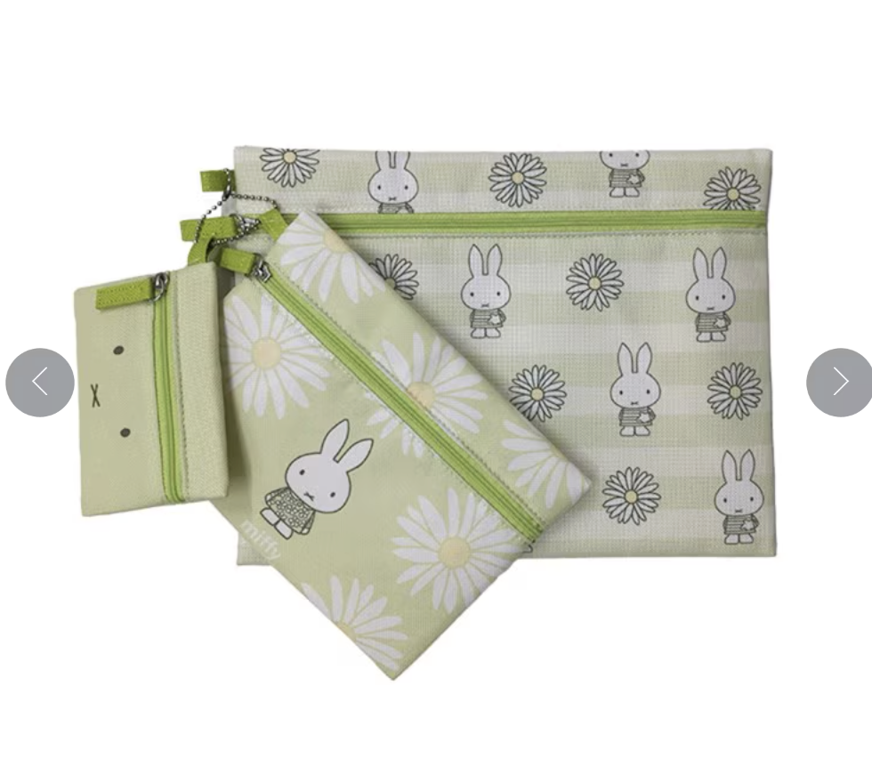 🐰💚 開心果及薰衣草系列 💜 "1 set 3 個不同 size zipper pouch 套裝 "( 📦 大約4月底 ～5月底到貨, 若遇到缺貨或其它因素貨期會延遲 ）