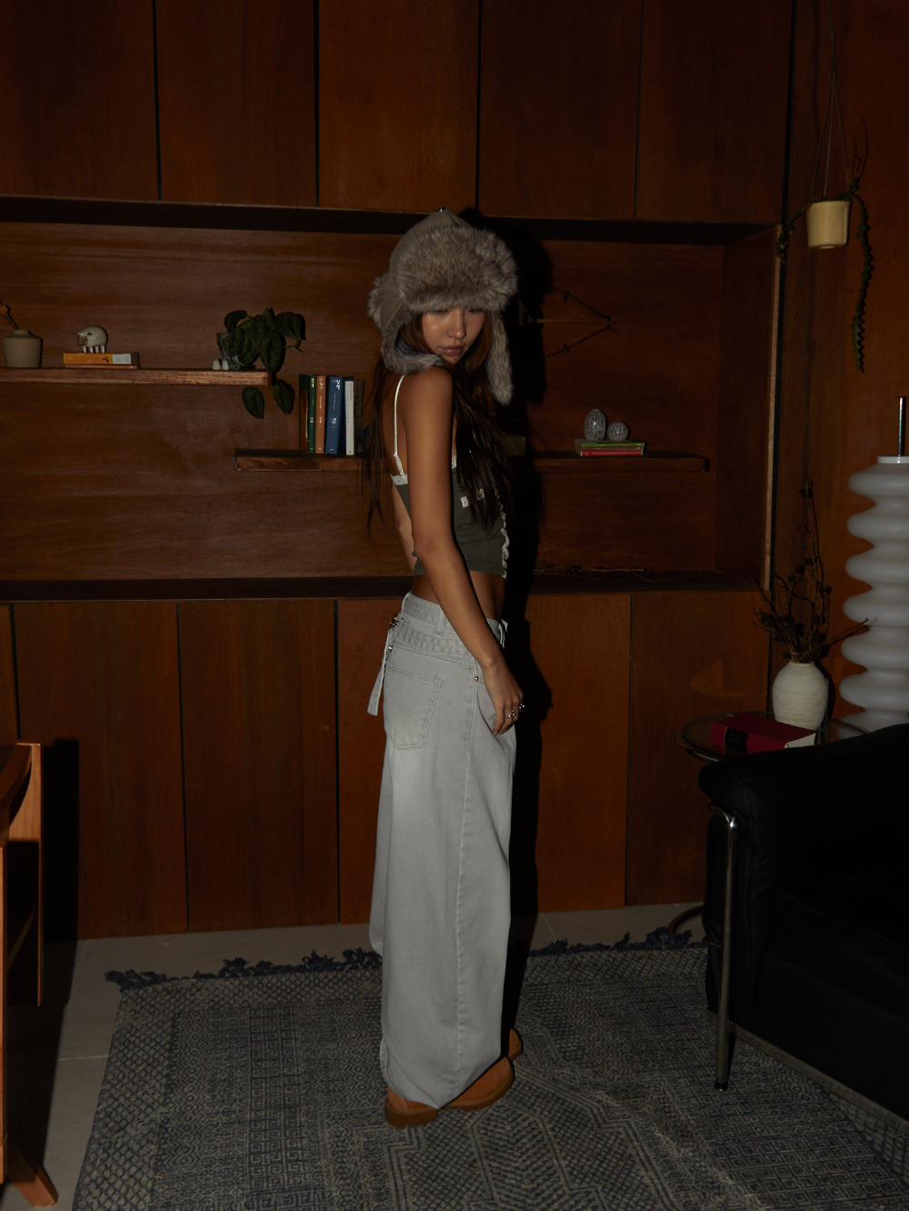 Mega Wide Backstrap Denim Pants 
