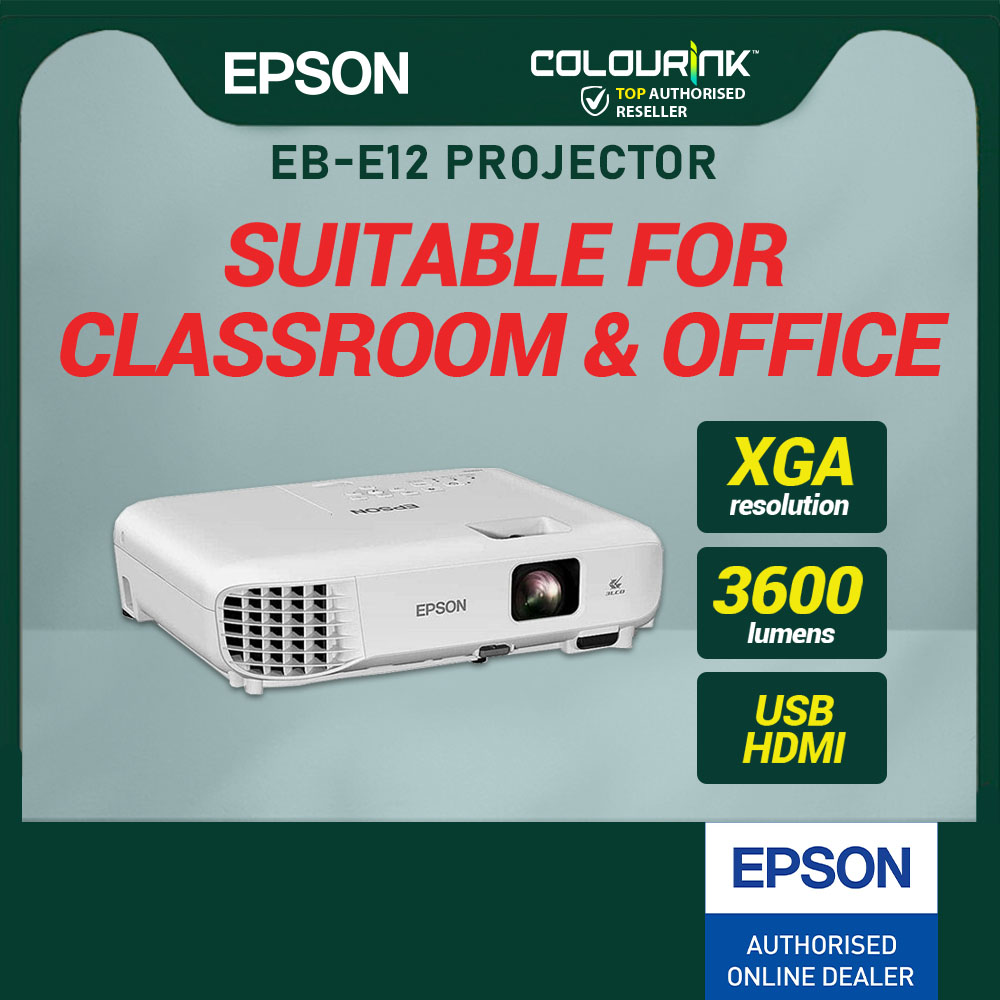 EPSON EB-E12 Projector 3600 LUMENS Meeting Rooms Classroom Business Restaurant EB-E10 EB-E01 EB- X06 EB-W0EB-X51 EB-W50