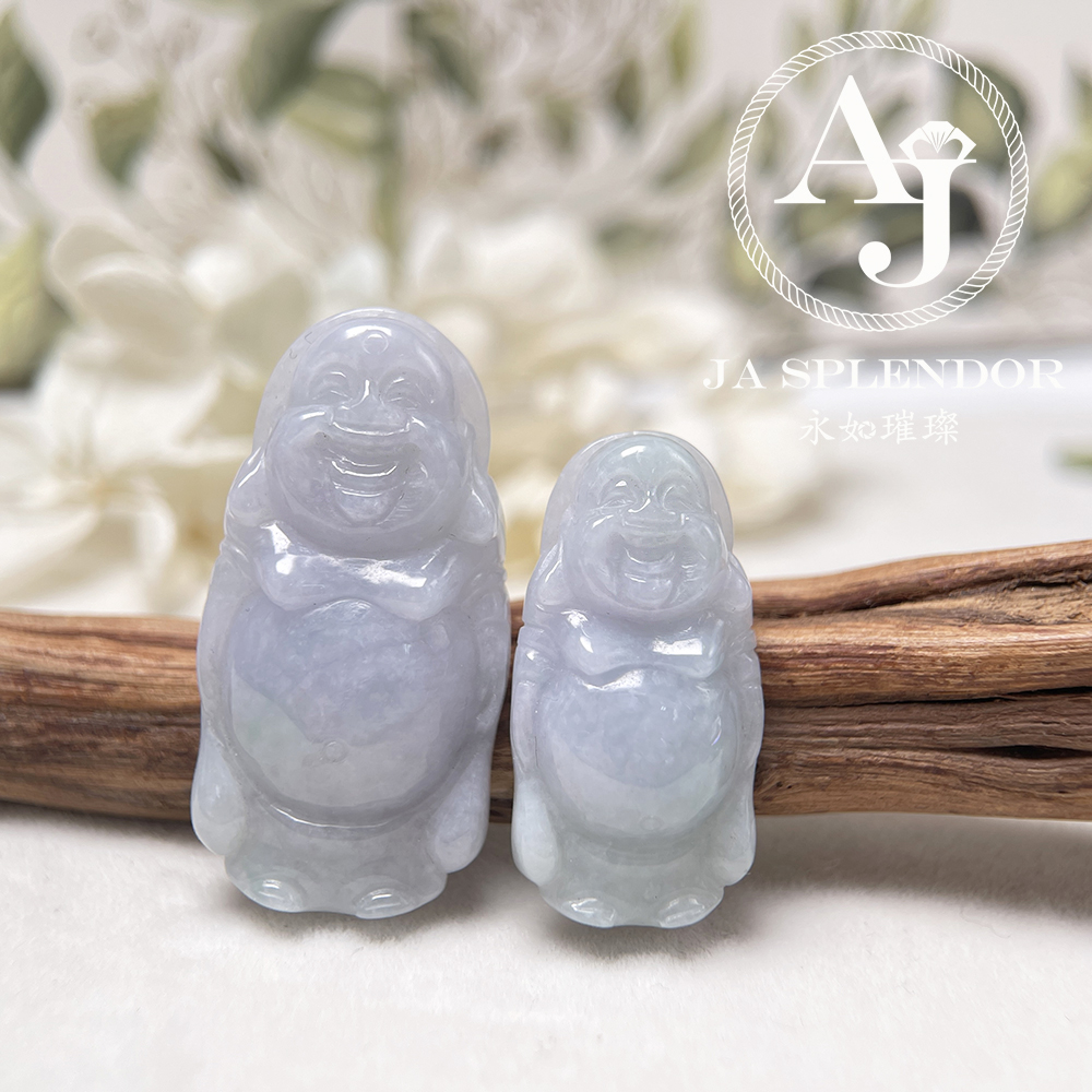 JN-1004/1006 天然翡翠A玉 春彩紫藍平安站佛-親子/情侶吊墜