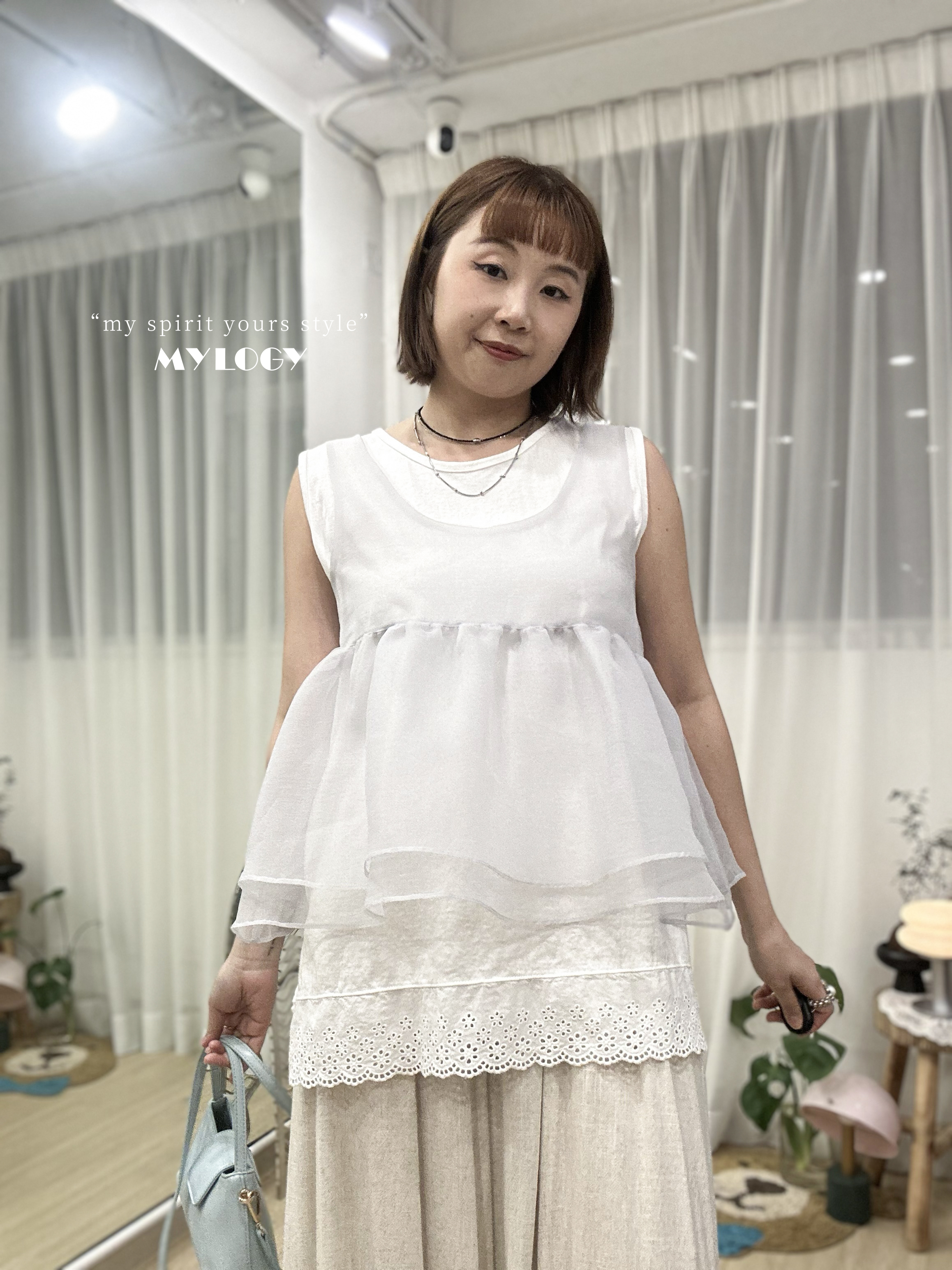 重點係下邊～完美裙邊超百變基本款背心 PS0002 - 白色 White