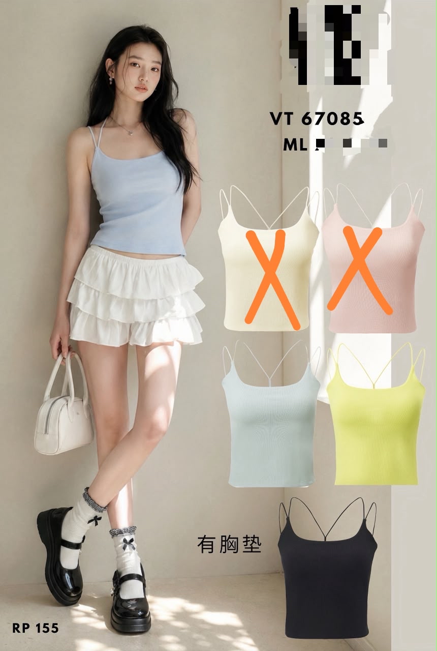 67085 PADDED VEST SINGLET 螺纹胸垫背带背心