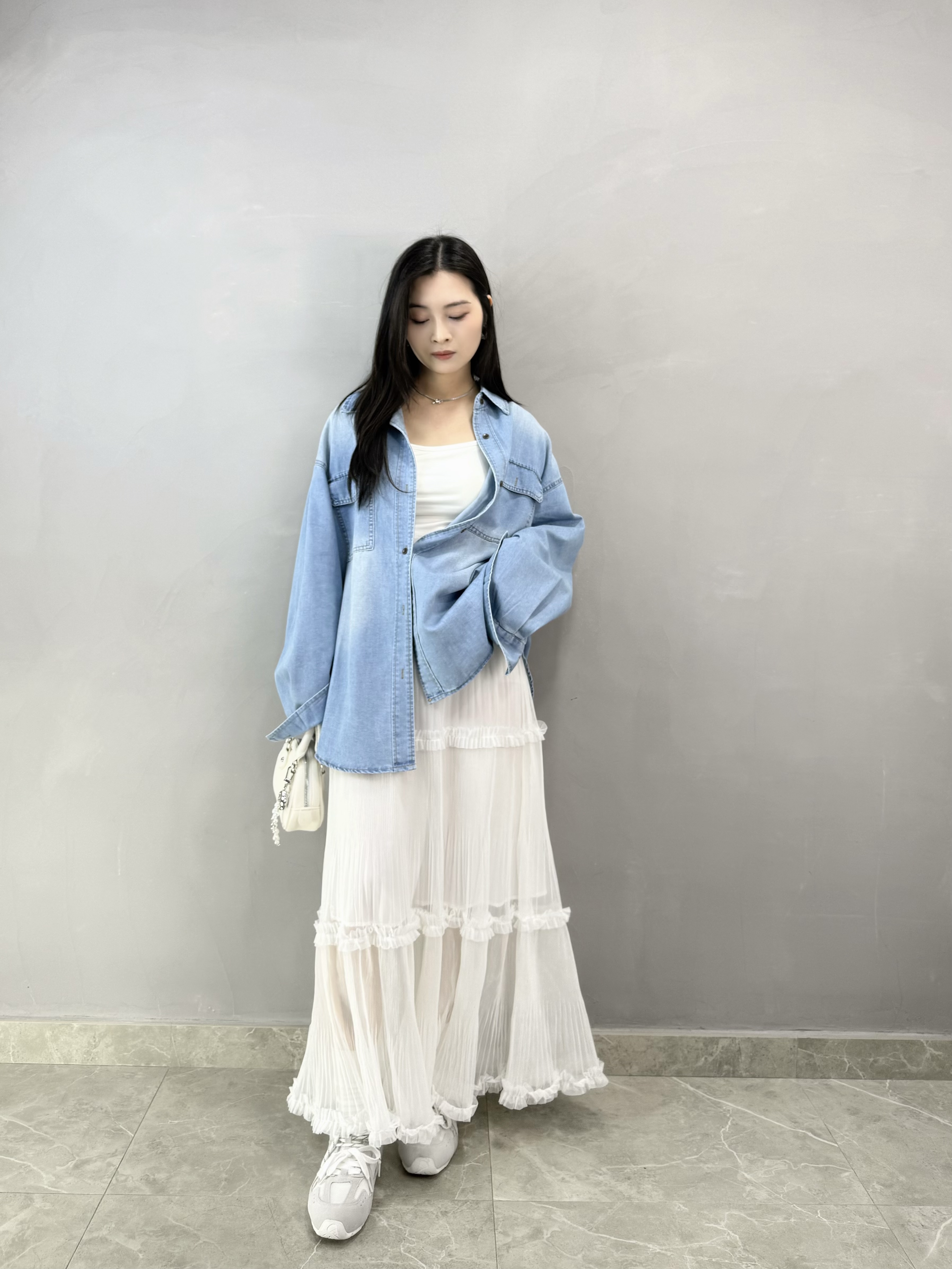 I68 Ruffle邊暗紋裙